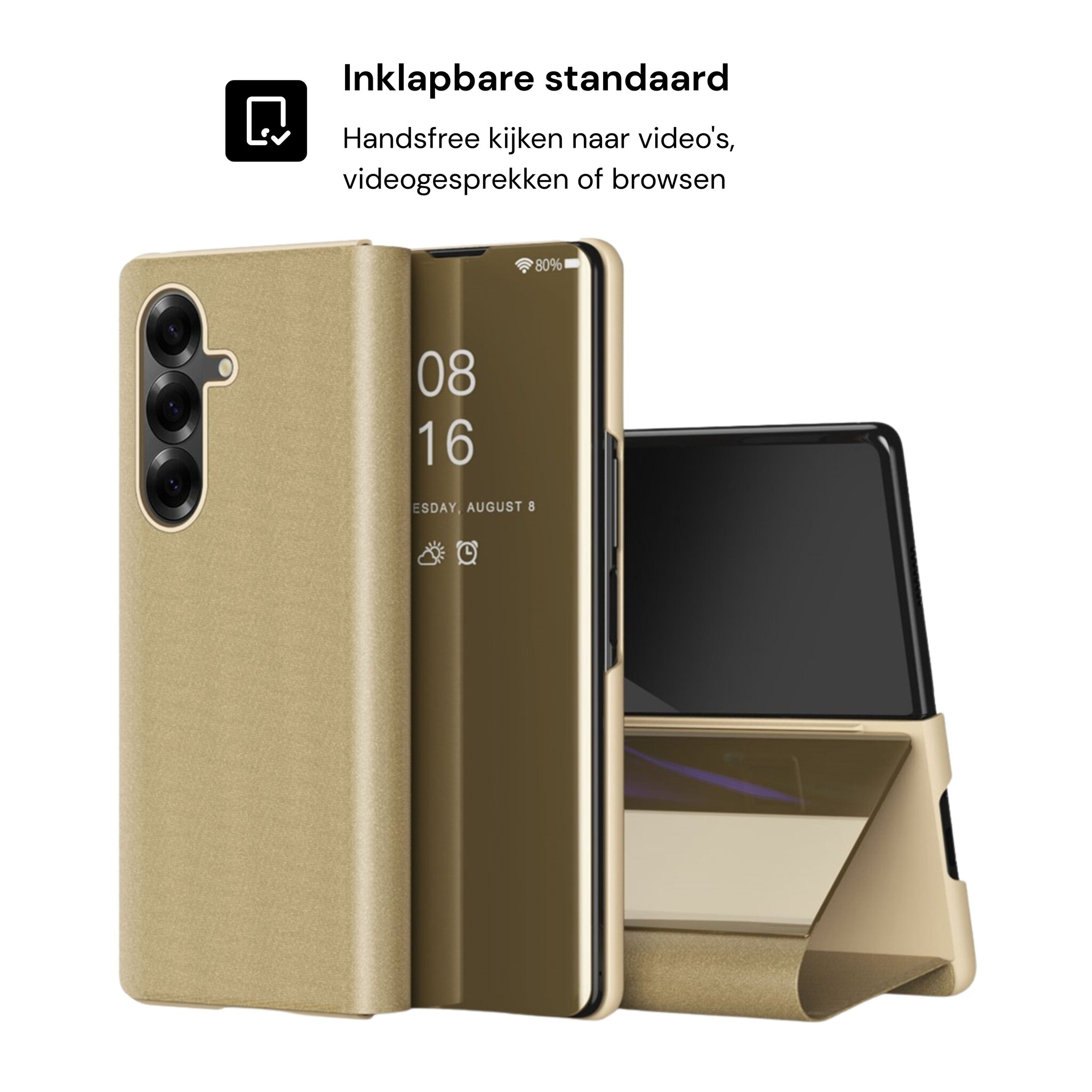 Samsung Galaxy Z Fold 8 Ultra Window view cover hoes - Goud