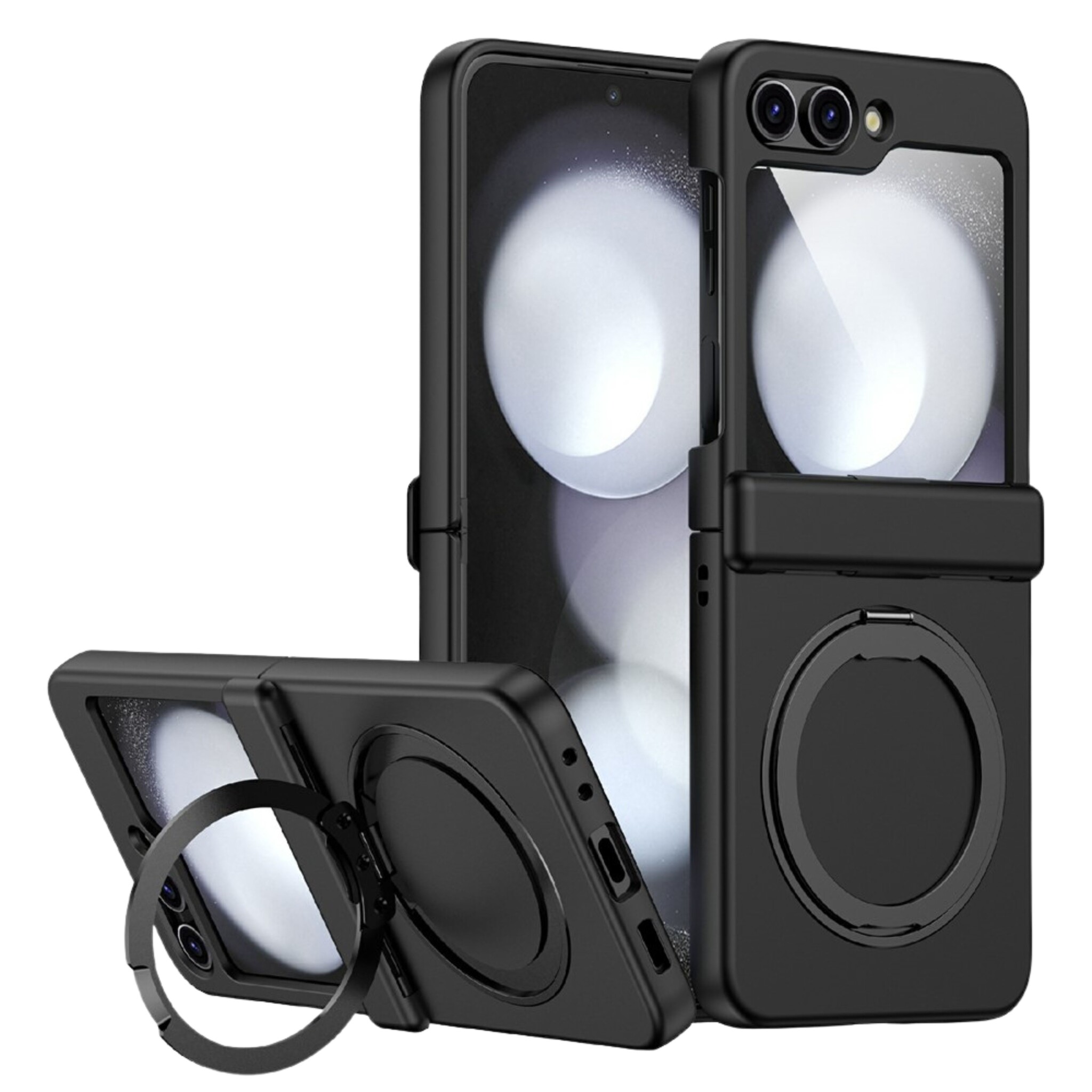 Samsung Galaxy Z Flip 8 hoesje backcover met MagSafe-ring en standfunctie - Zwart