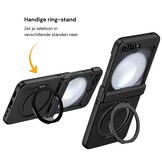 Samsung Galaxy Z Flip 8 hoesje backcover met MagSafe-ring en standfunctie - Zwart