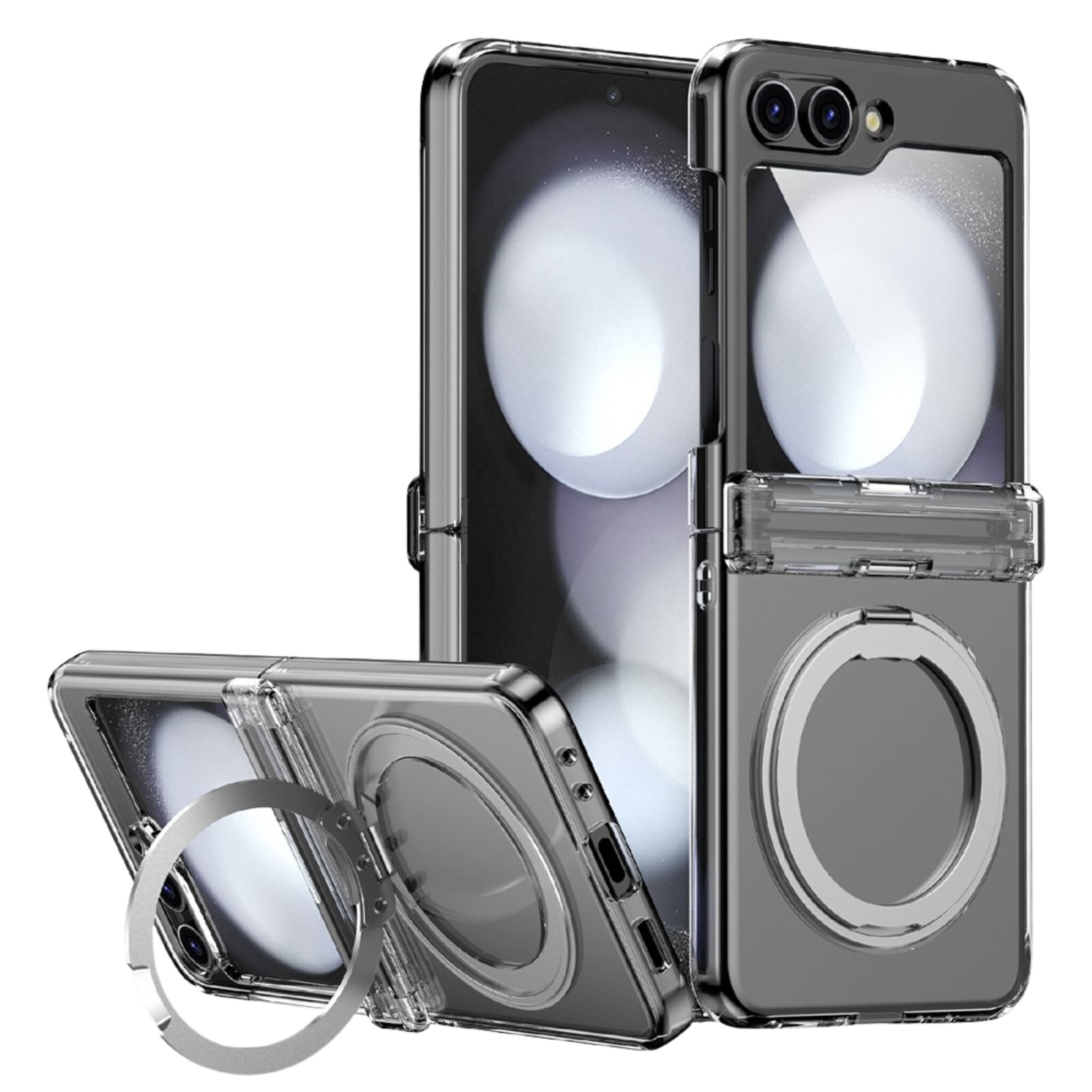 Samsung Galaxy Z Flip 8 hoesje backcover met MagSafe-ring en standfunctie - Transparant