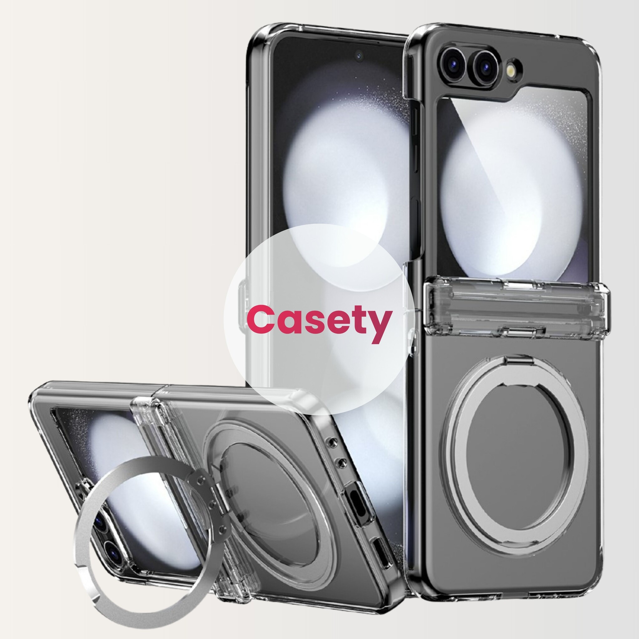 Samsung Galaxy Z Flip 8 hoesje backcover met MagSafe-ring en standfunctie - Transparant