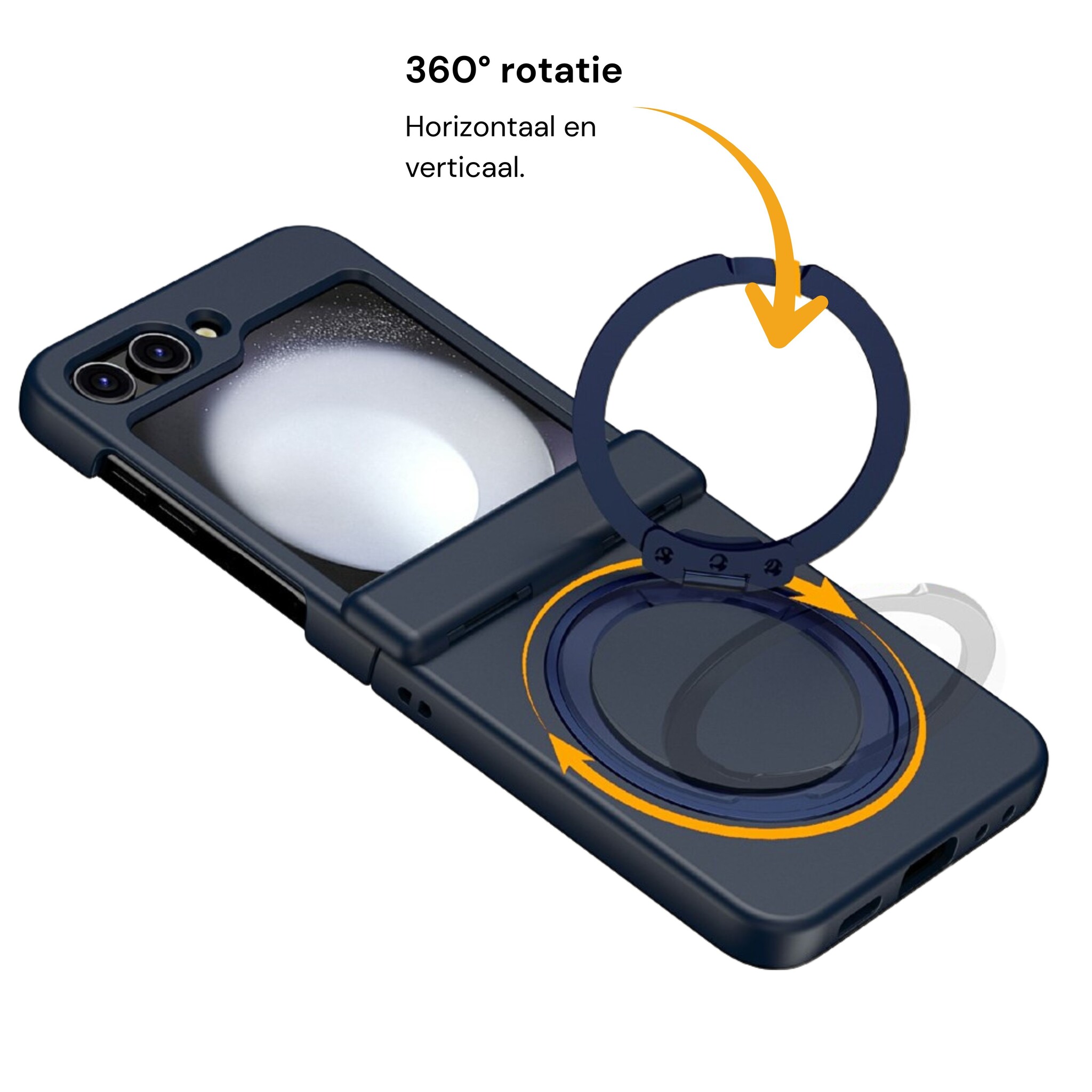 Samsung Galaxy Z Flip 8 hoesje backcover met MagSafe-ring en standfunctie - Donkerblauw
