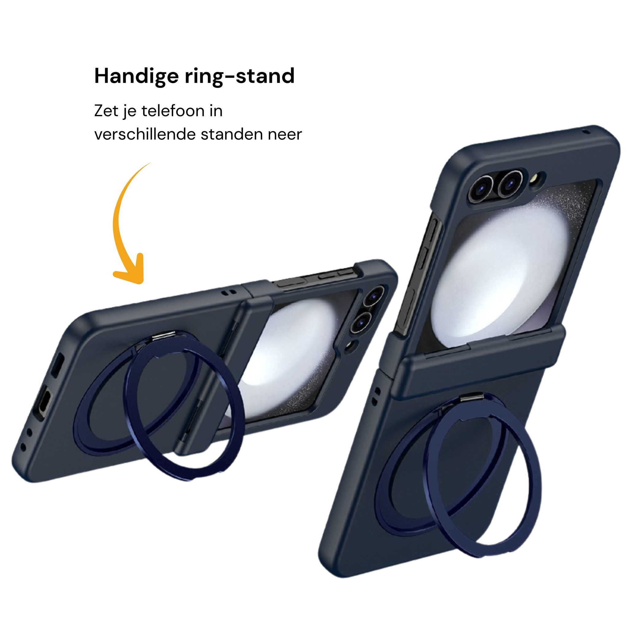 Samsung Galaxy Z Flip 8 hoesje backcover met MagSafe-ring en standfunctie - Donkerblauw
