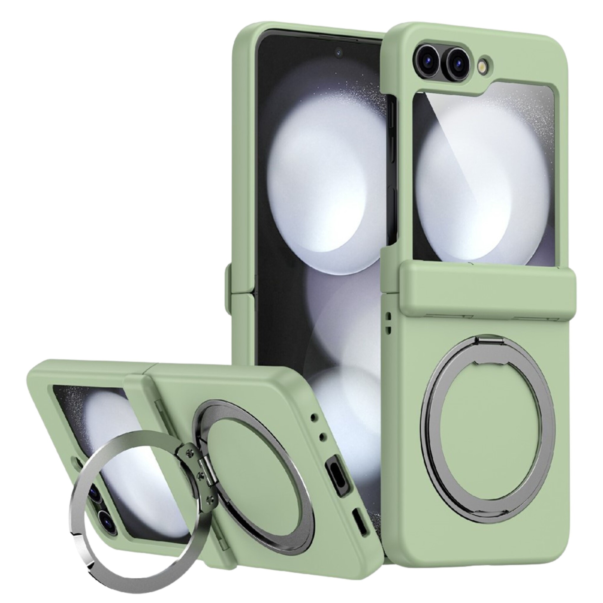 Samsung Galaxy Z Flip 8 hoesje backcover met MagSafe-ring en standfunctie - Groen