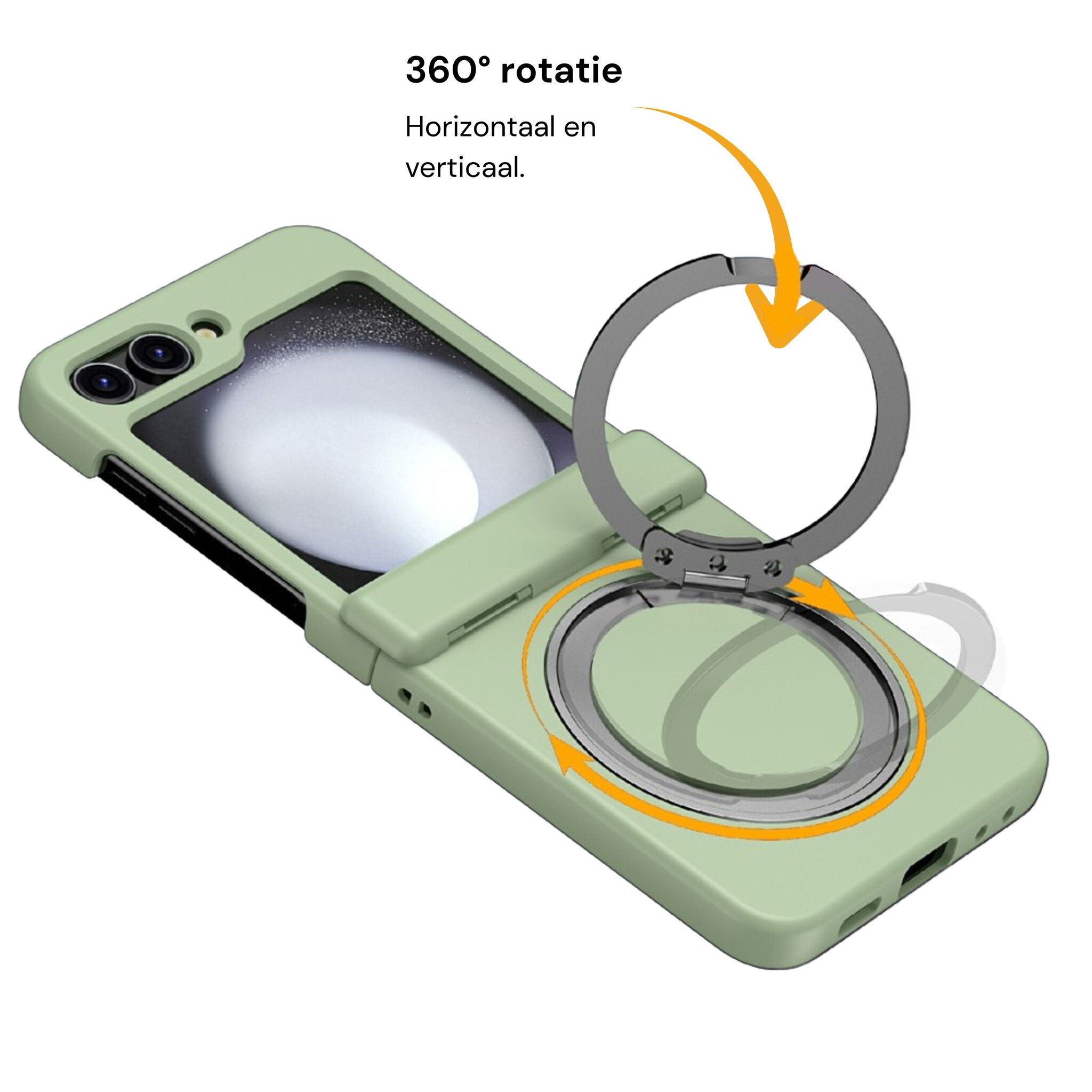 Samsung Galaxy Z Flip 8 hoesje backcover met MagSafe-ring en standfunctie - Groen