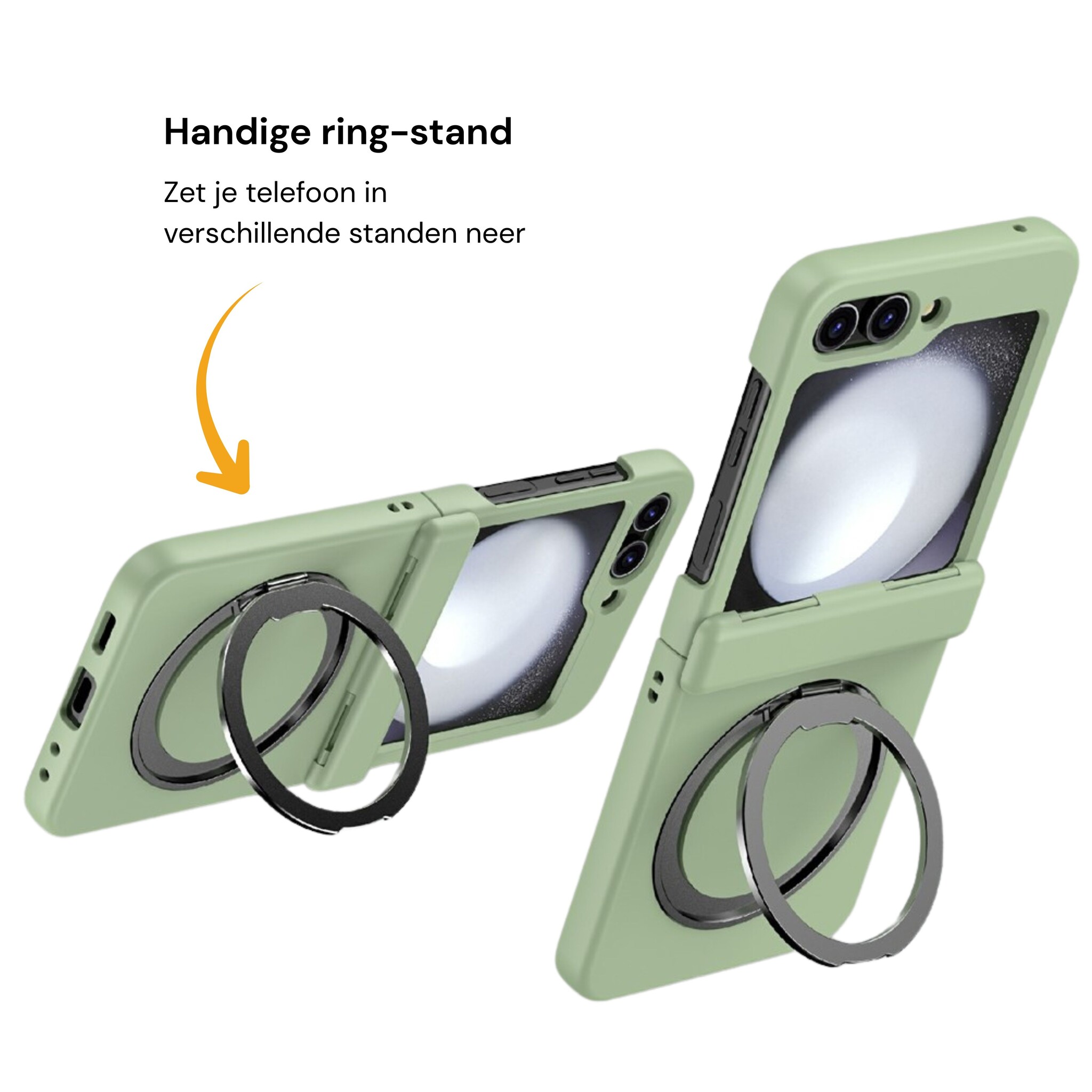 Samsung Galaxy Z Flip 8 hoesje backcover met MagSafe-ring en standfunctie - Groen