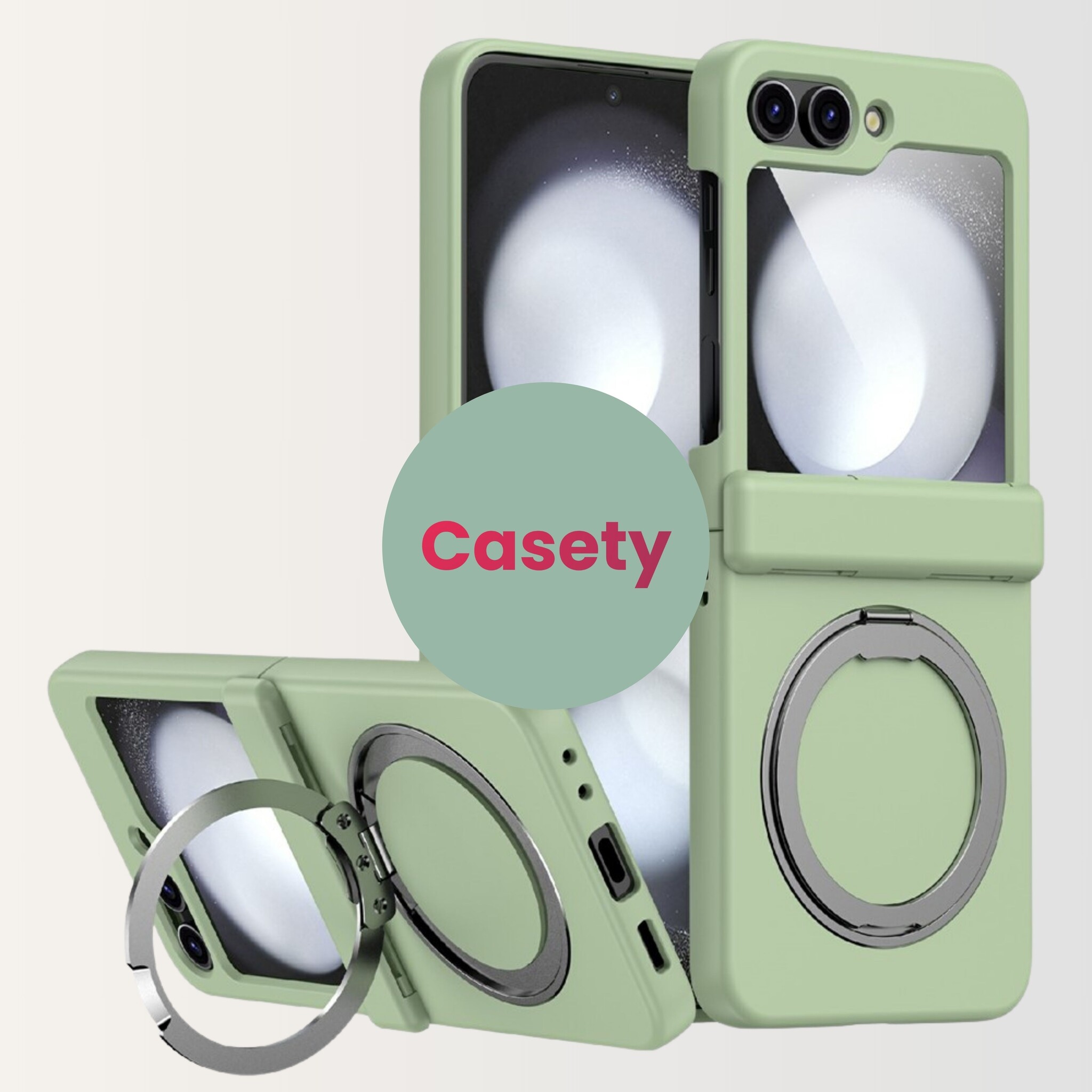 Samsung Galaxy Z Flip 8 hoesje backcover met MagSafe-ring en standfunctie - Groen
