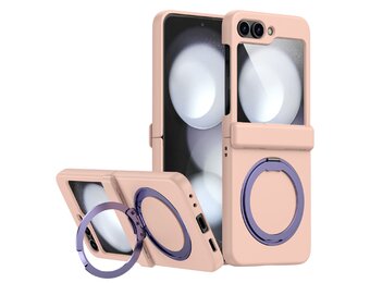 Casety Samsung Galaxy Z Flip 8 backcover hoesje met MagSafe-ring - Lichtroze