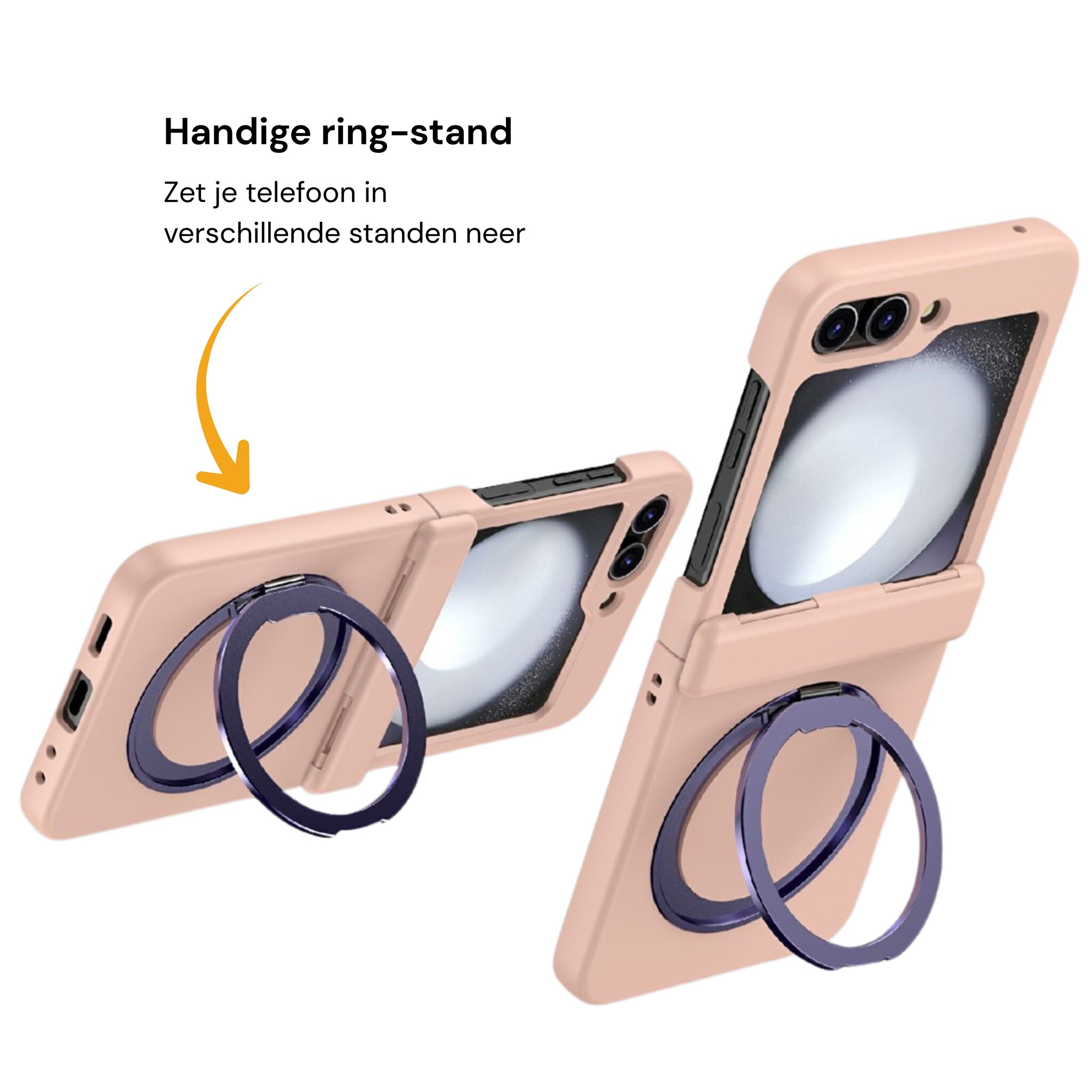 Samsung Galaxy Z Flip 8 hoesje backcover met MagSafe-ring en standfunctie - Lichtroze
