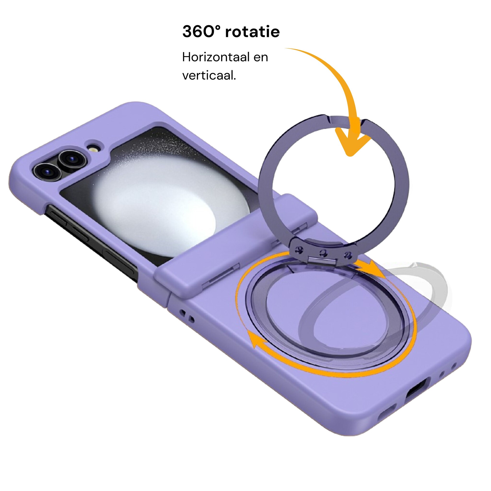 Samsung Galaxy Z Flip 8 hoesje backcover met MagSafe-ring en standfunctie - Lila