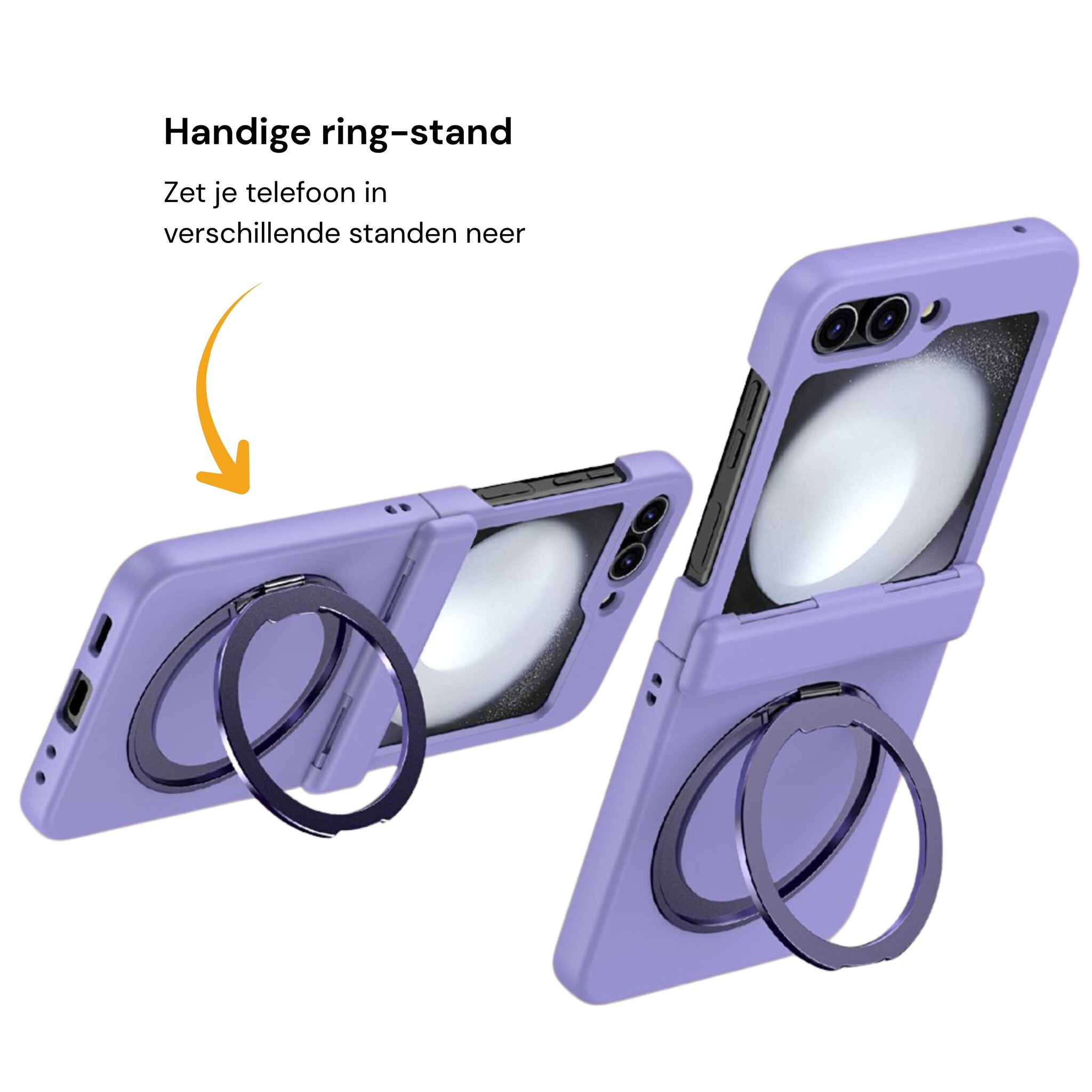 Samsung Galaxy Z Flip 8 hoesje backcover met MagSafe-ring en standfunctie - Lila