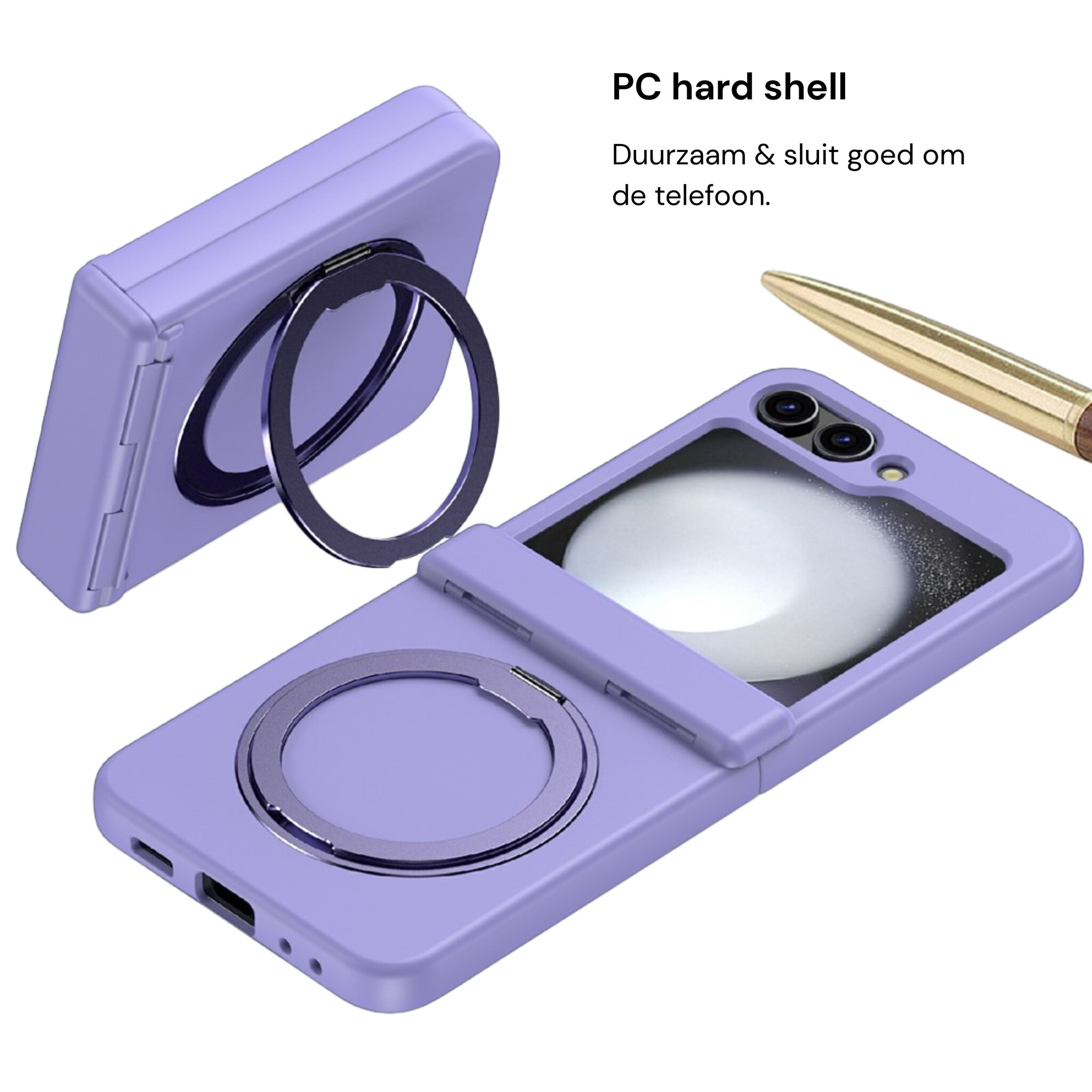 Samsung Galaxy Z Flip 8 hoesje backcover met MagSafe-ring en standfunctie - Lila