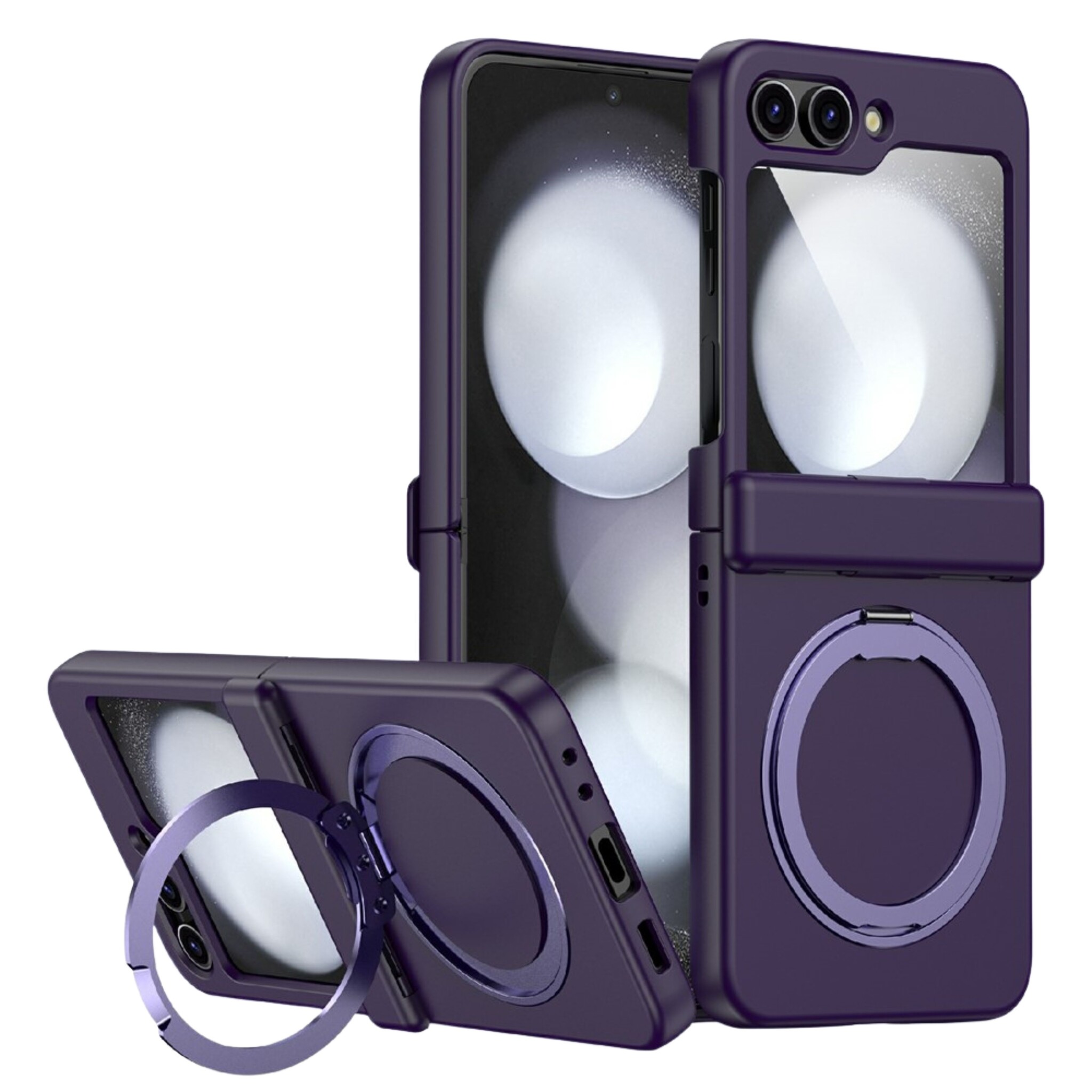 Samsung Galaxy Z Flip 8 hoesje backcover met MagSafe-ring en standfunctie - Paars