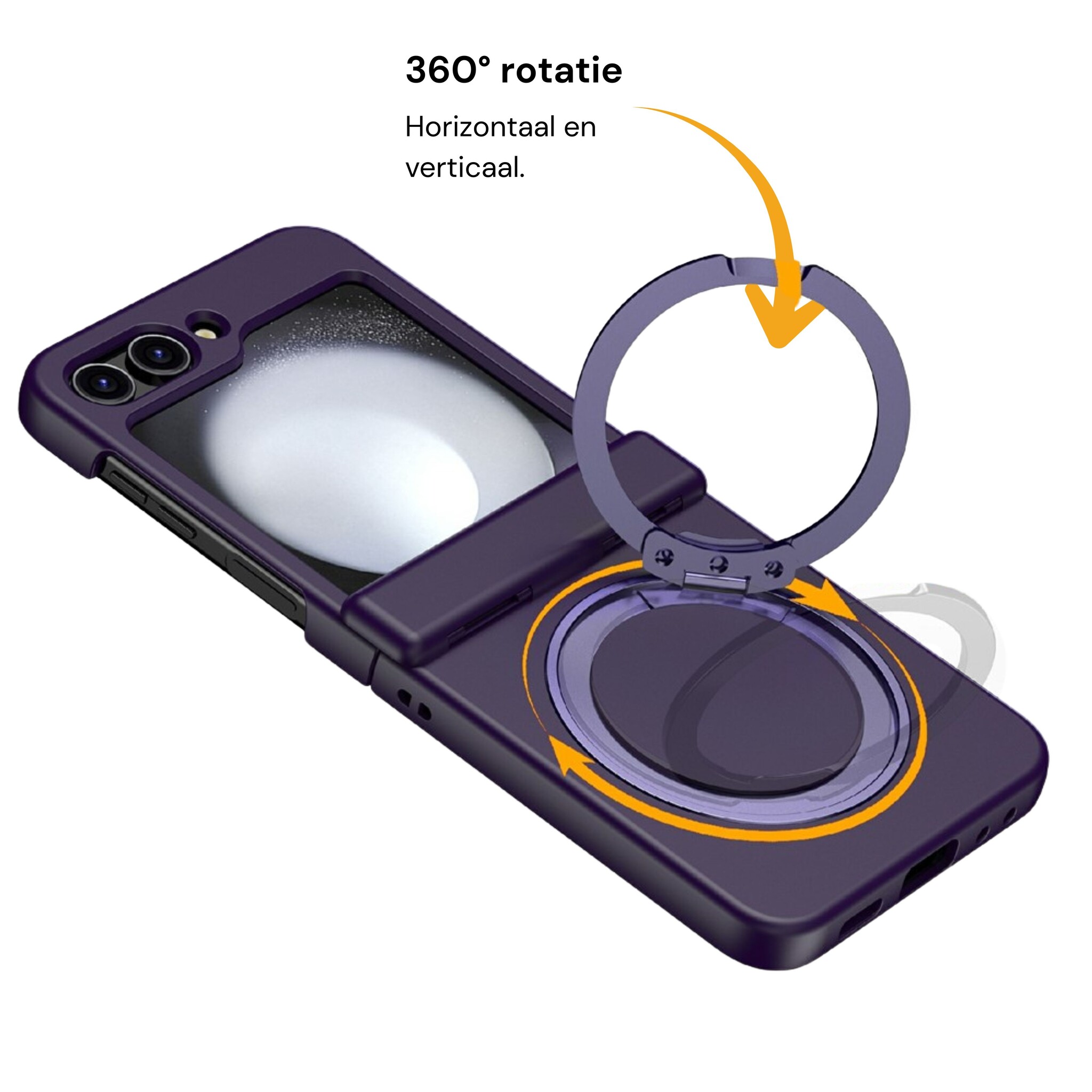 Samsung Galaxy Z Flip 8 hoesje backcover met MagSafe-ring en standfunctie - Paars