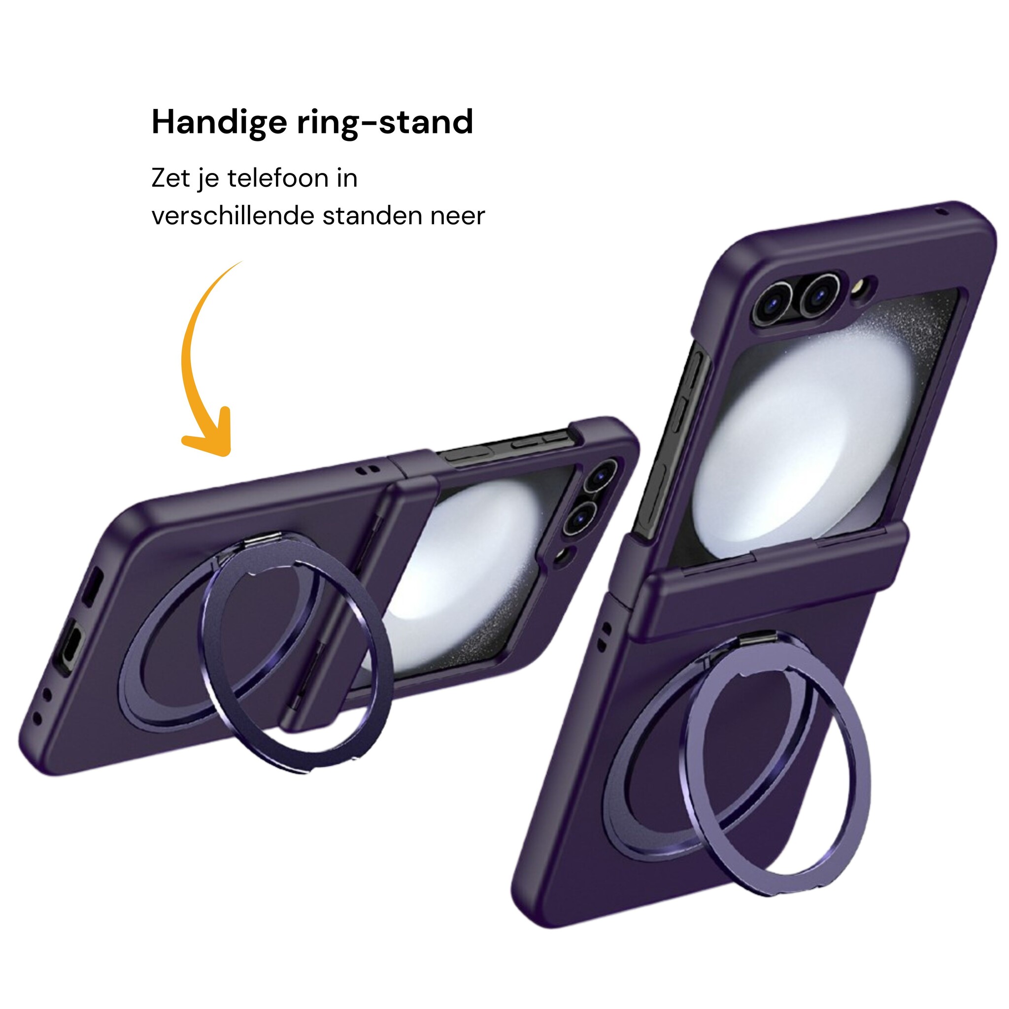 Samsung Galaxy Z Flip 8 hoesje backcover met MagSafe-ring en standfunctie - Paars