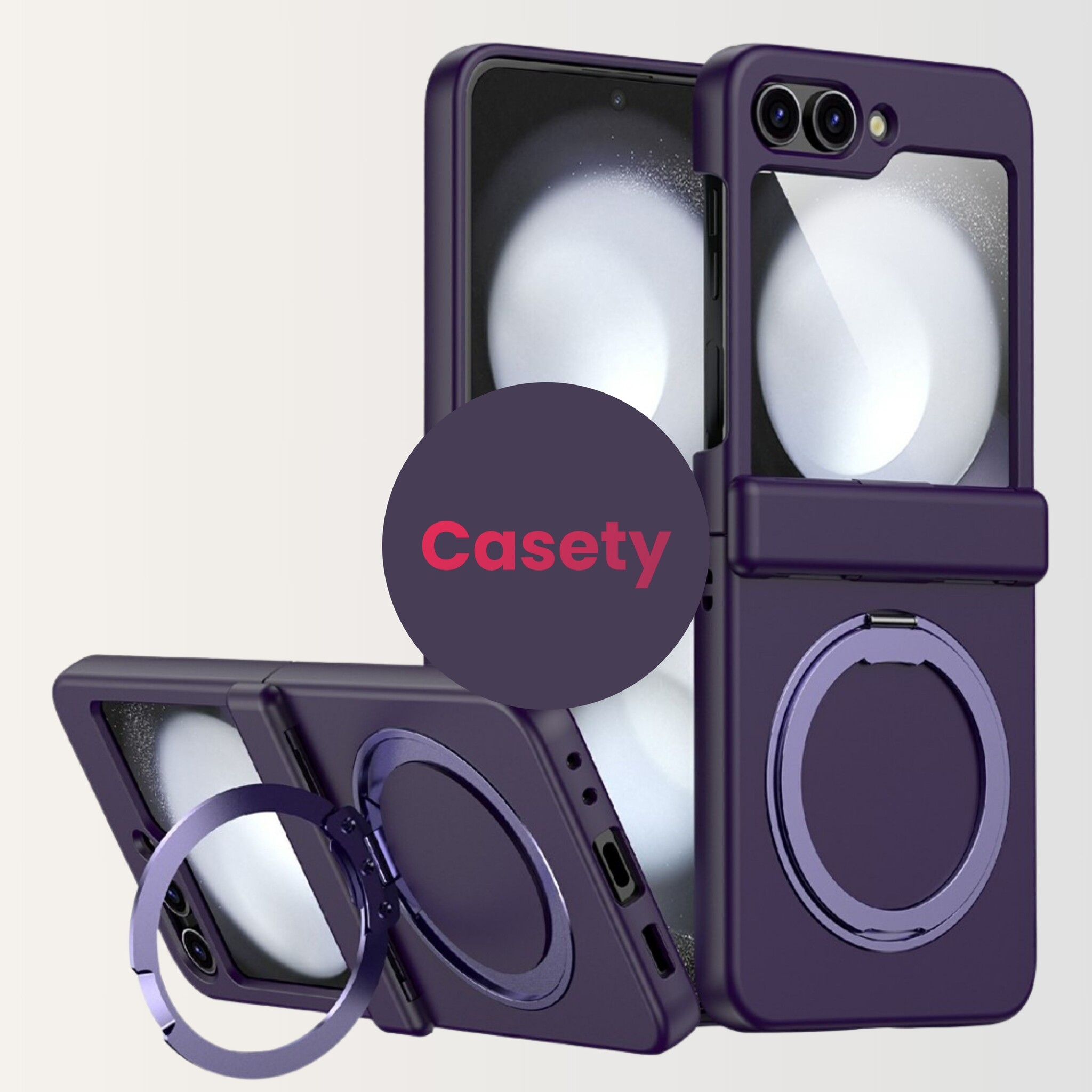 Samsung Galaxy Z Flip 8 hoesje backcover met MagSafe-ring en standfunctie - Paars