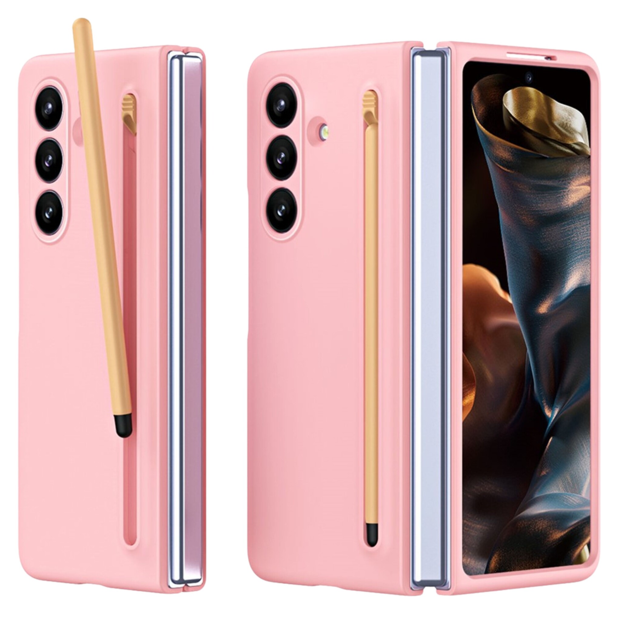 Samsung Galaxy Z Fold 8 Ultra Backcover hoes – Inclusief Styluspen & Screenprotector - Roze