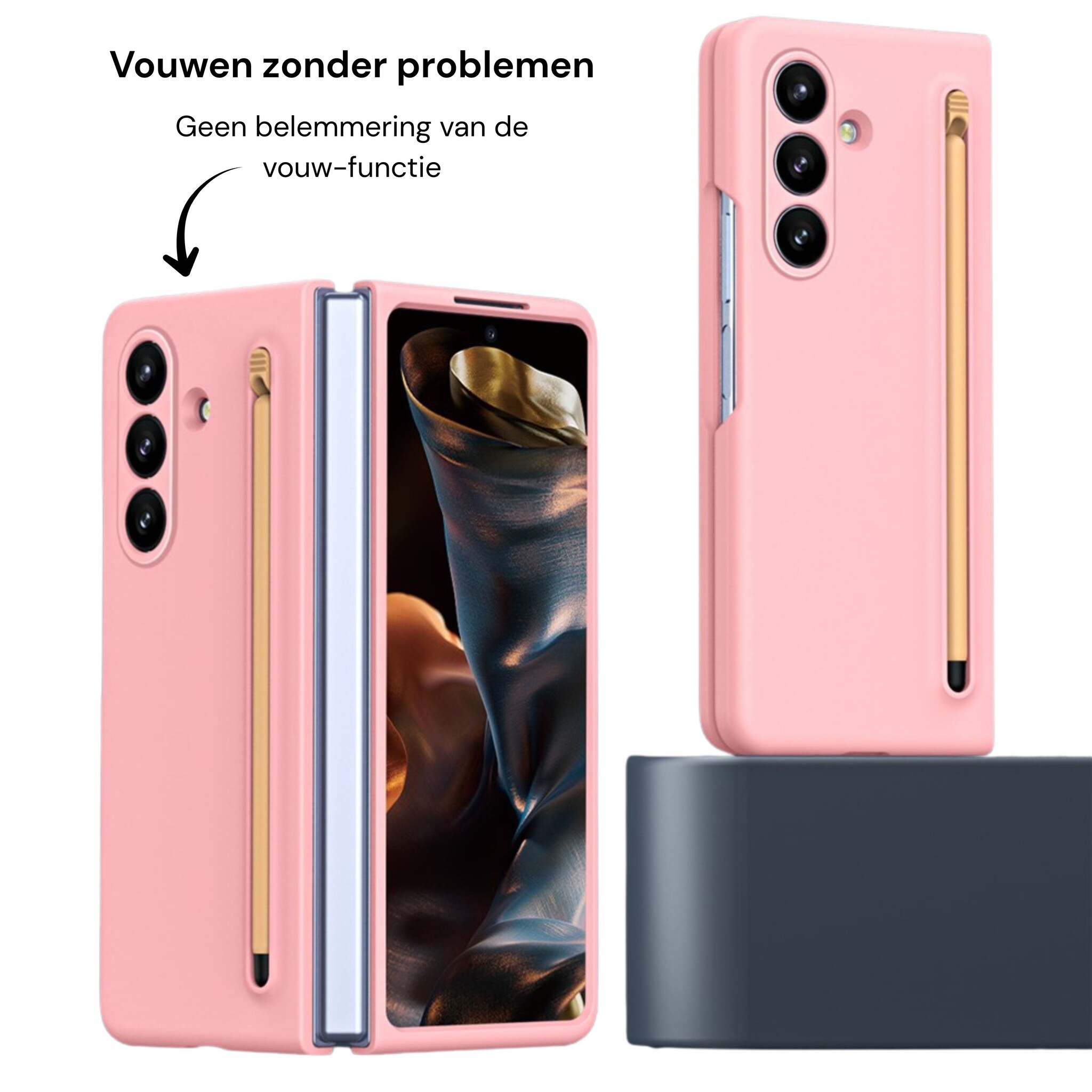 Samsung Galaxy Z Fold 8 Ultra Backcover hoes – Inclusief Styluspen & Screenprotector - Roze