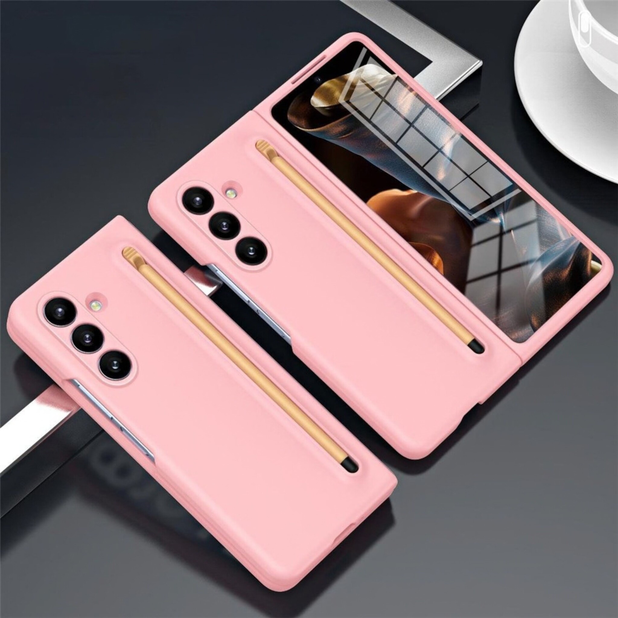 Samsung Galaxy Z Fold 8 Ultra Backcover hoes – Inclusief Styluspen & Screenprotector - Roze