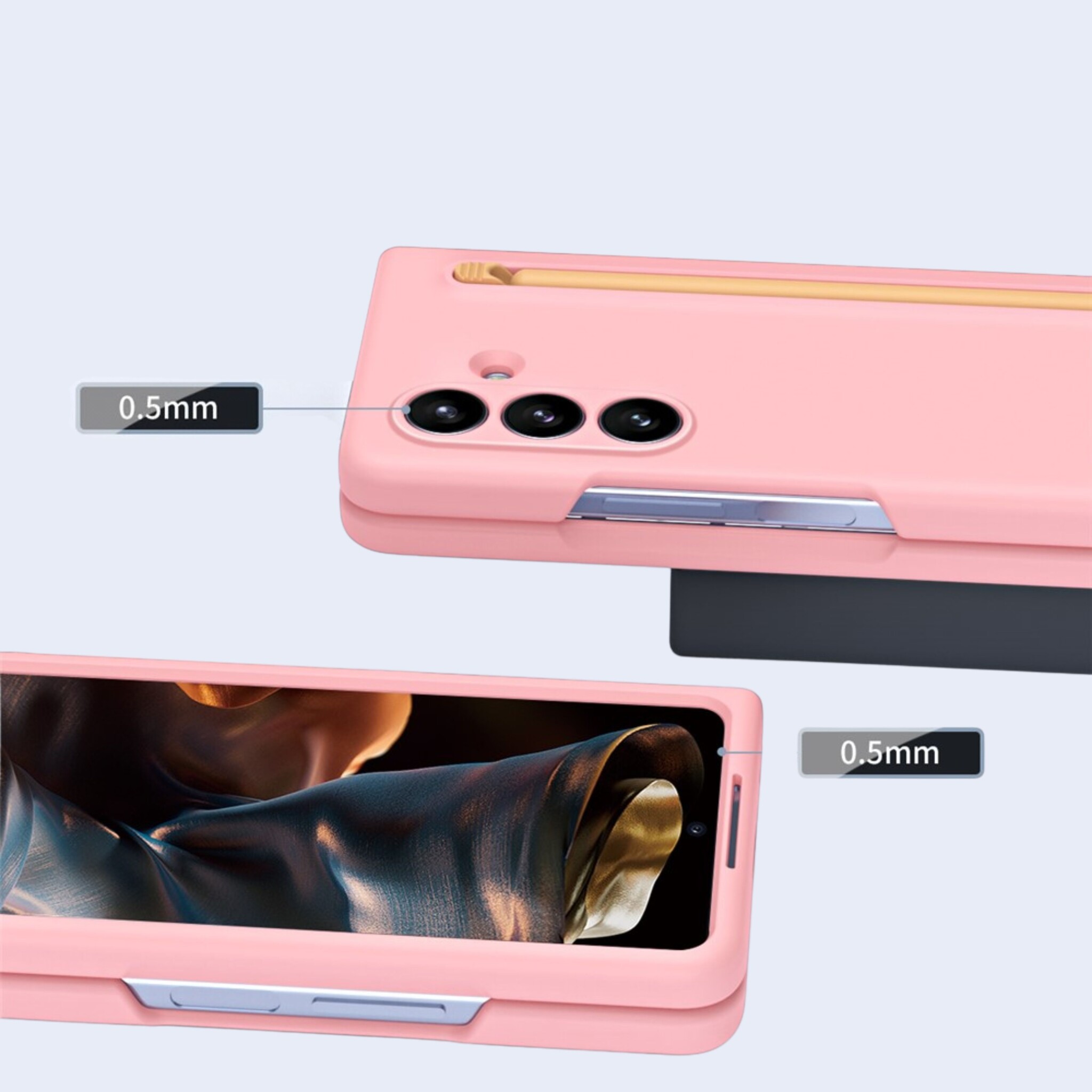 Samsung Galaxy Z Fold 8 Ultra Backcover hoes – Inclusief Styluspen & Screenprotector - Roze