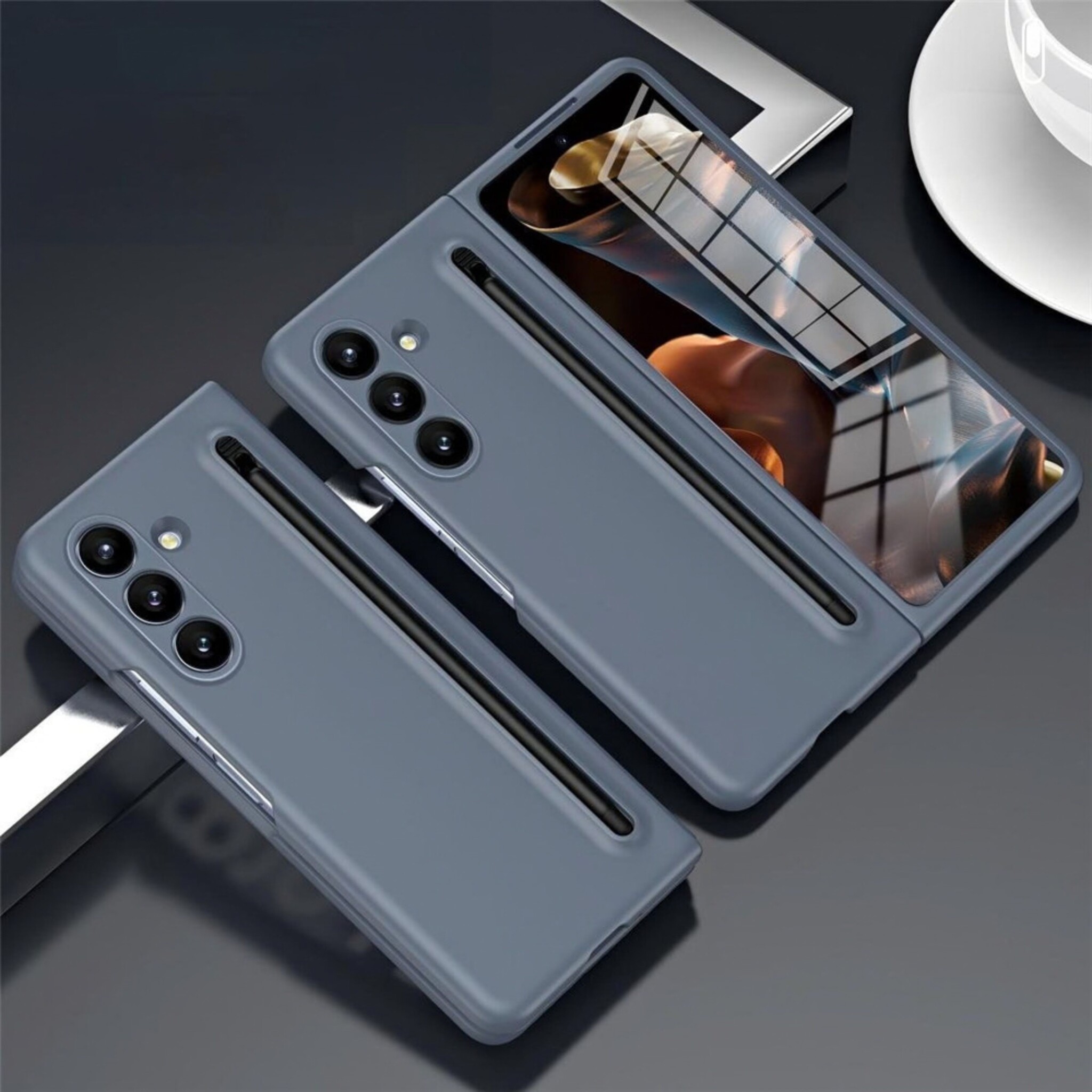 Samsung Galaxy Z Fold 8 Ultra Backcover hoes – Inclusief Styluspen & Screenprotector - Antraciet