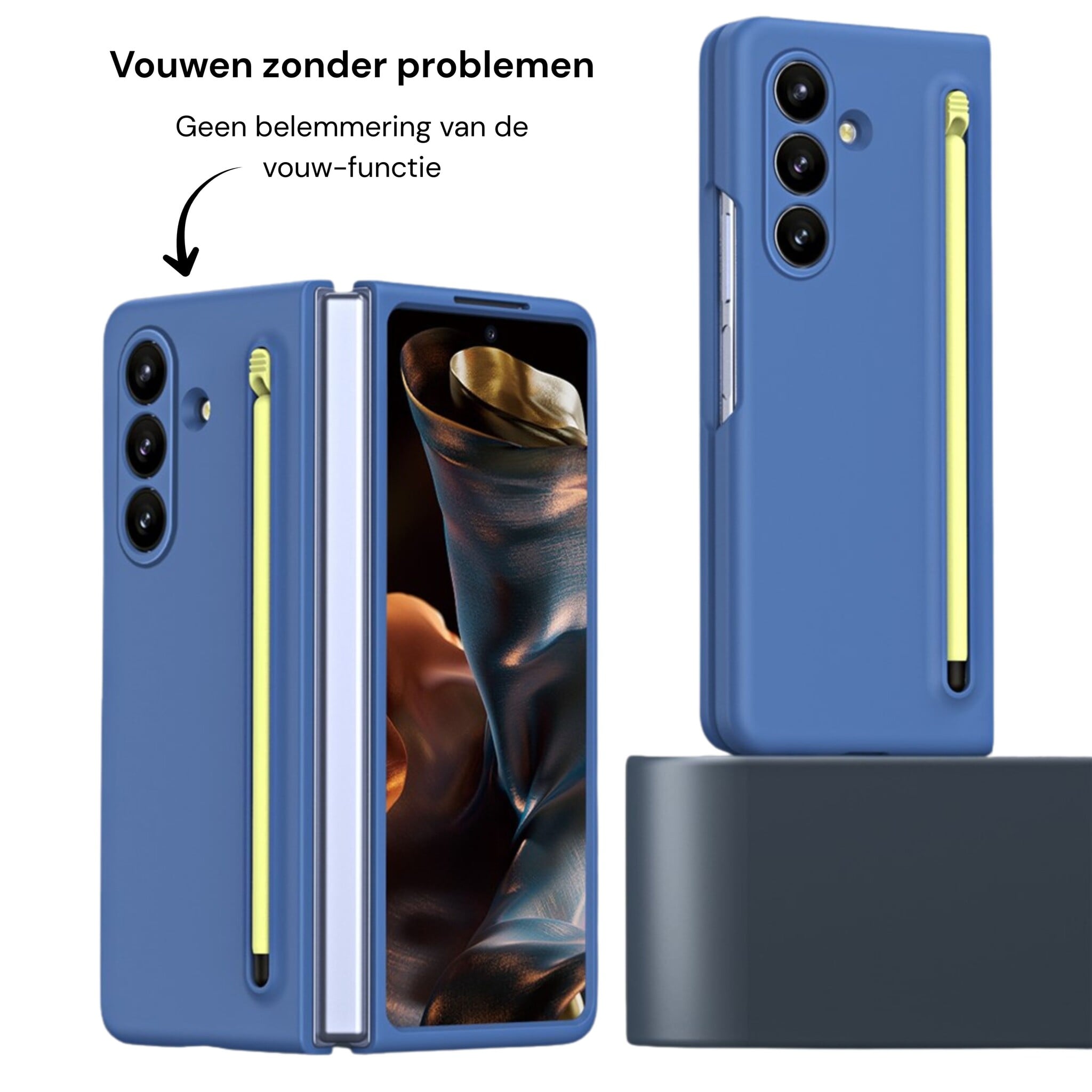 Samsung Galaxy Z Fold 8 Ultra Backcover hoes – Inclusief Styluspen & Screenprotector - Blauw