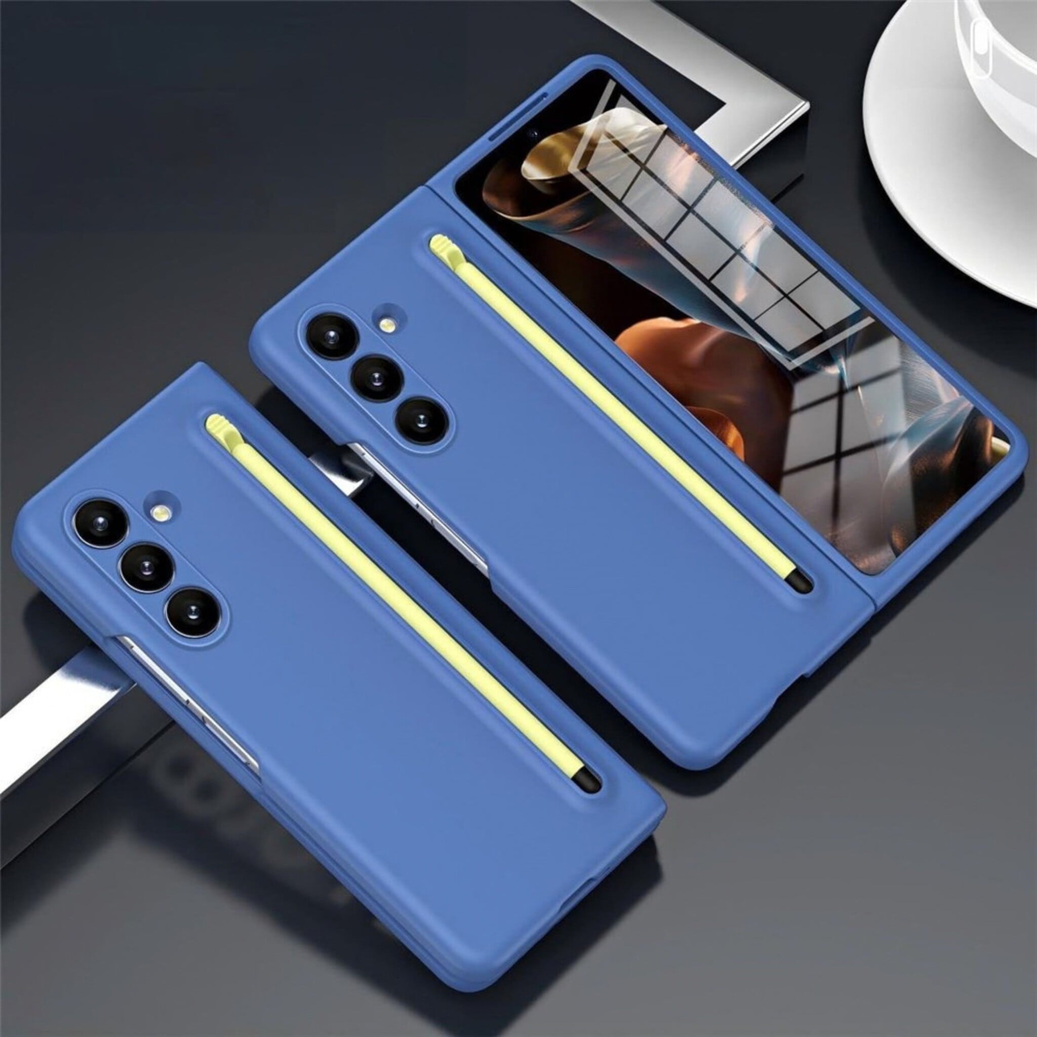 Samsung Galaxy Z Fold 8 Ultra Backcover hoes – Inclusief Styluspen & Screenprotector - Blauw