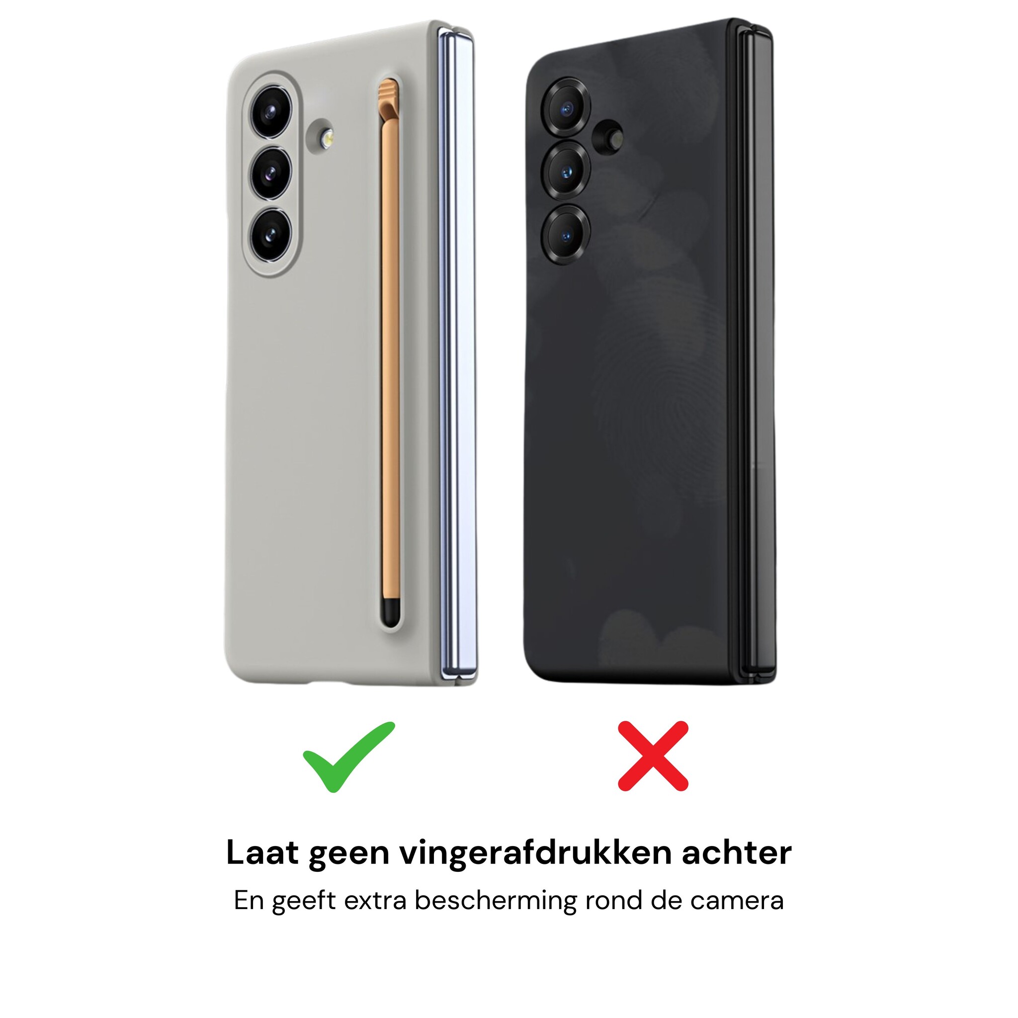 Samsung Galaxy Z Fold 8 Ultra Backcover hoes – Inclusief Styluspen & Screenprotector - Lichtgrijs