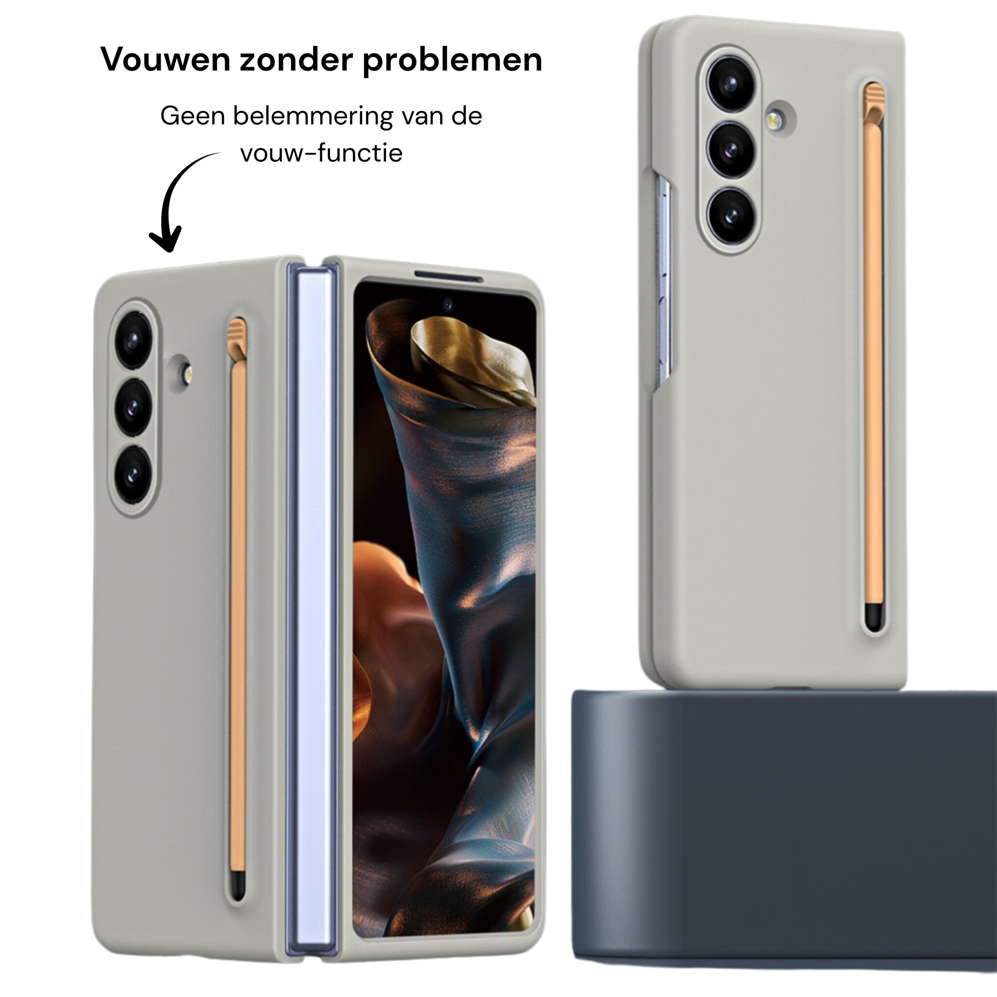 Samsung Galaxy Z Fold 8 Ultra Backcover hoes – Inclusief Styluspen & Screenprotector - Lichtgrijs