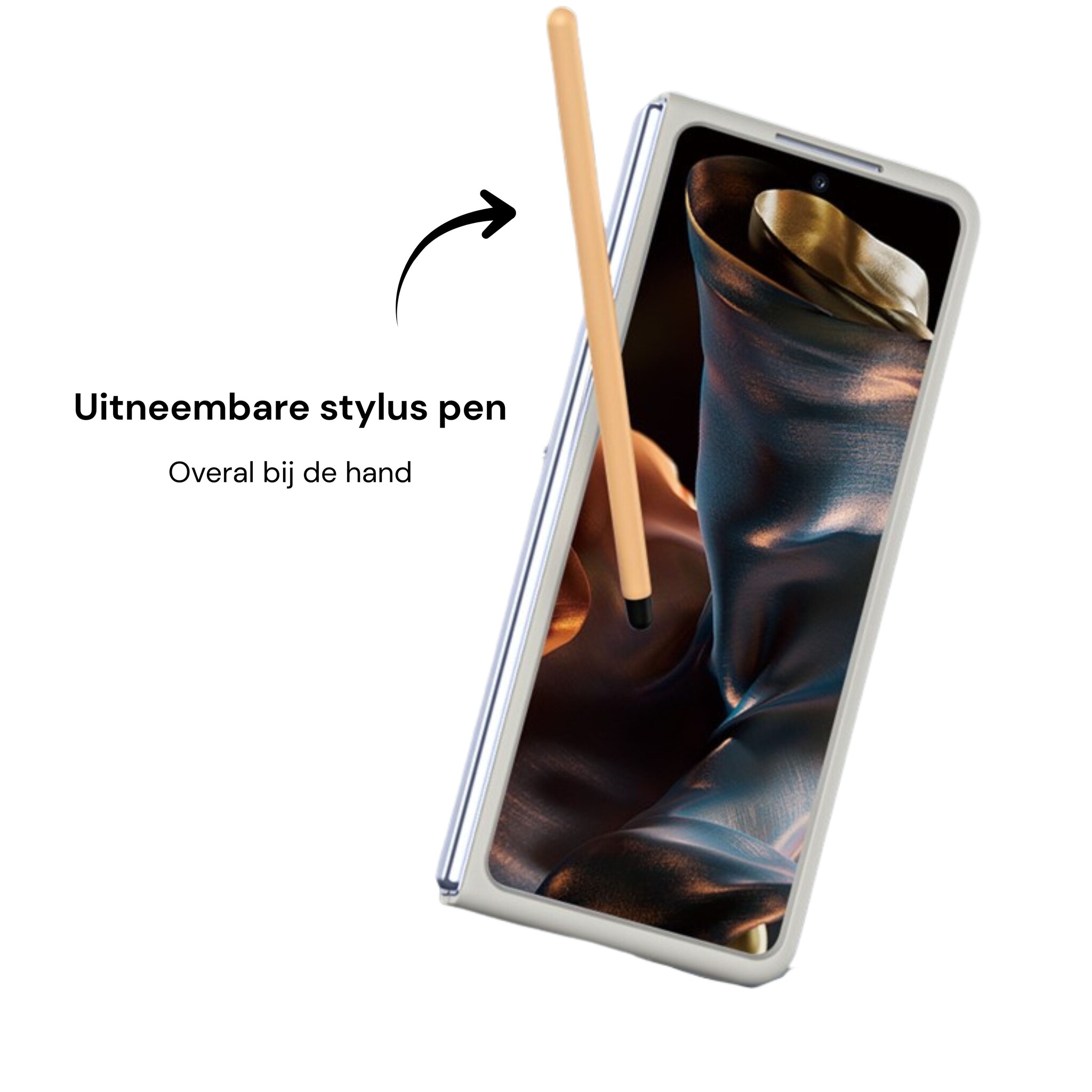 Samsung Galaxy Z Fold 8 Ultra Backcover hoes – Inclusief Styluspen & Screenprotector - Lichtgrijs