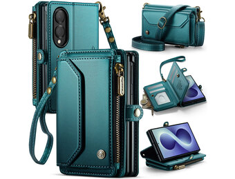 Caseme Samsung Galaxy Z Fold 8 hoesje - portemonnee tasje - Petrol