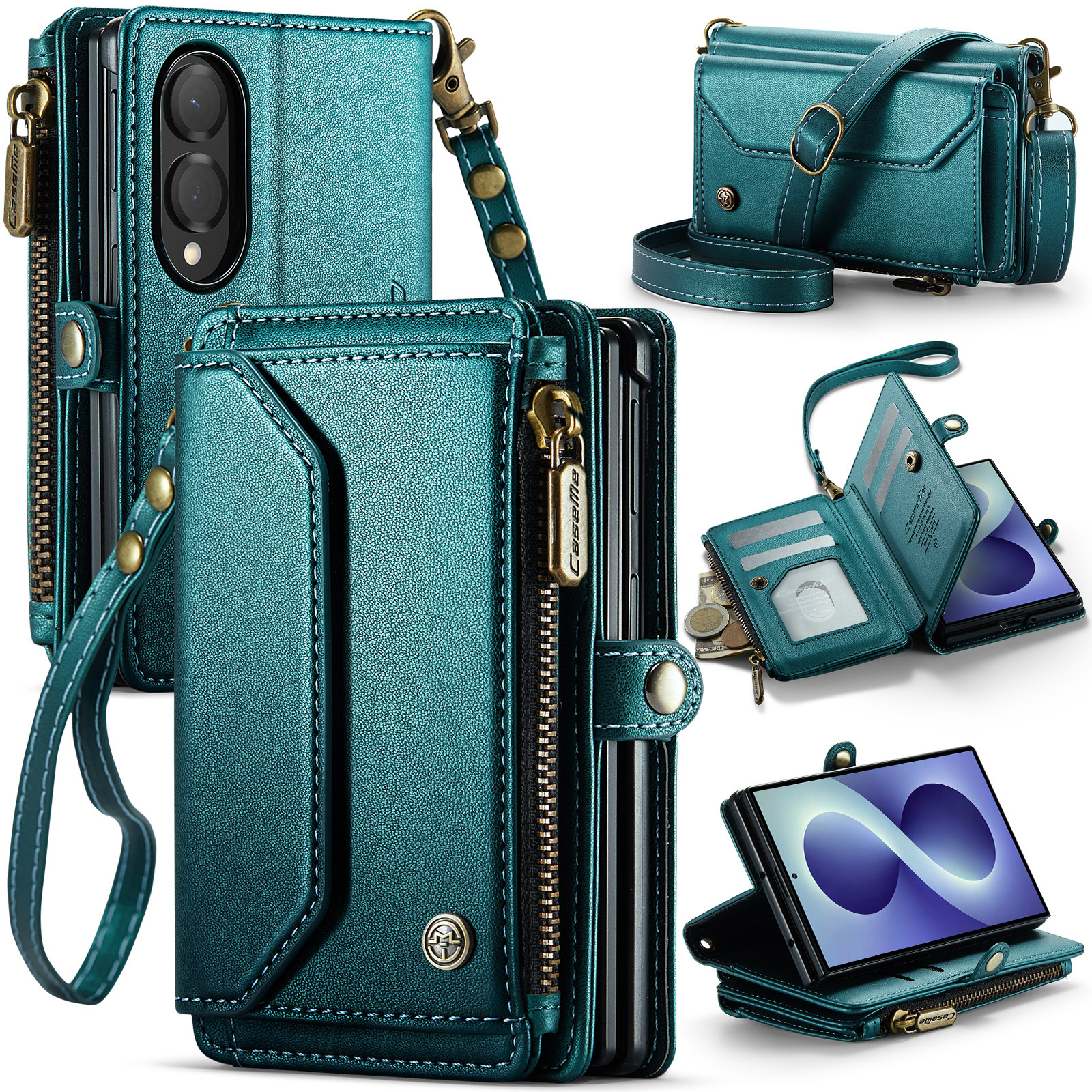 Samsung Galaxy Z Fold 8 hoesje portemonnee tasje - Petrol