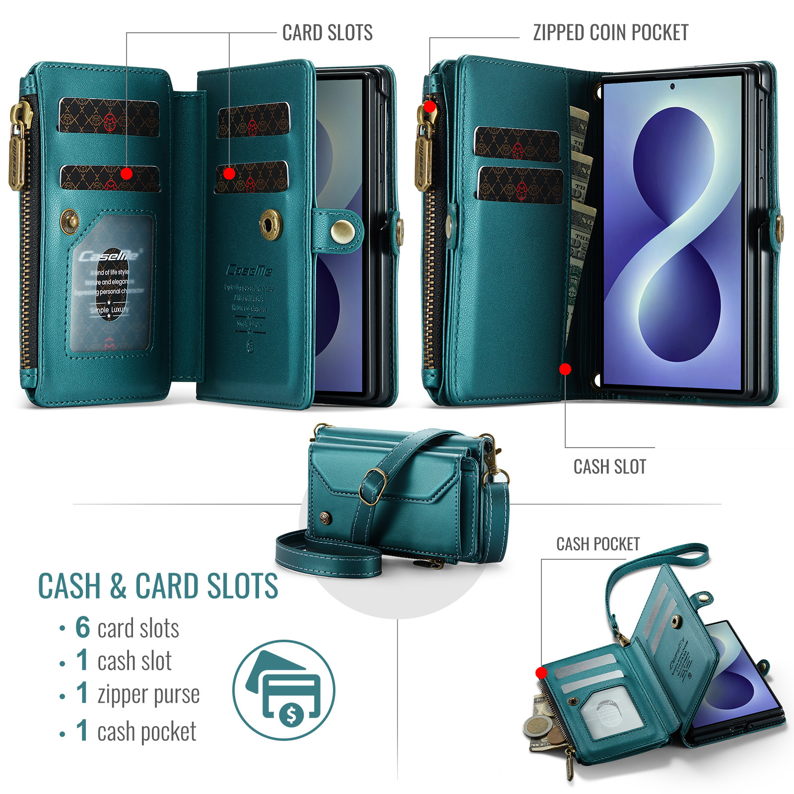 Samsung Galaxy Z Fold 8 hoesje portemonnee tasje - Petrol