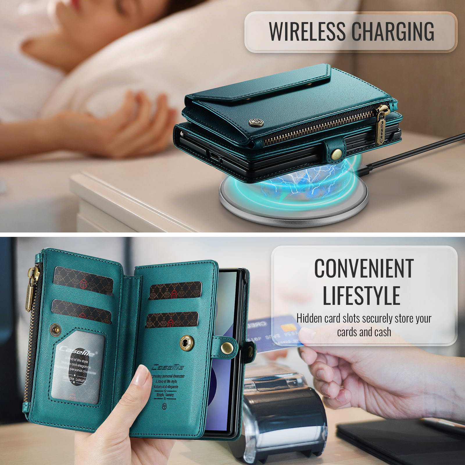 Samsung Galaxy Z Fold 8 hoesje portemonnee tasje - Petrol