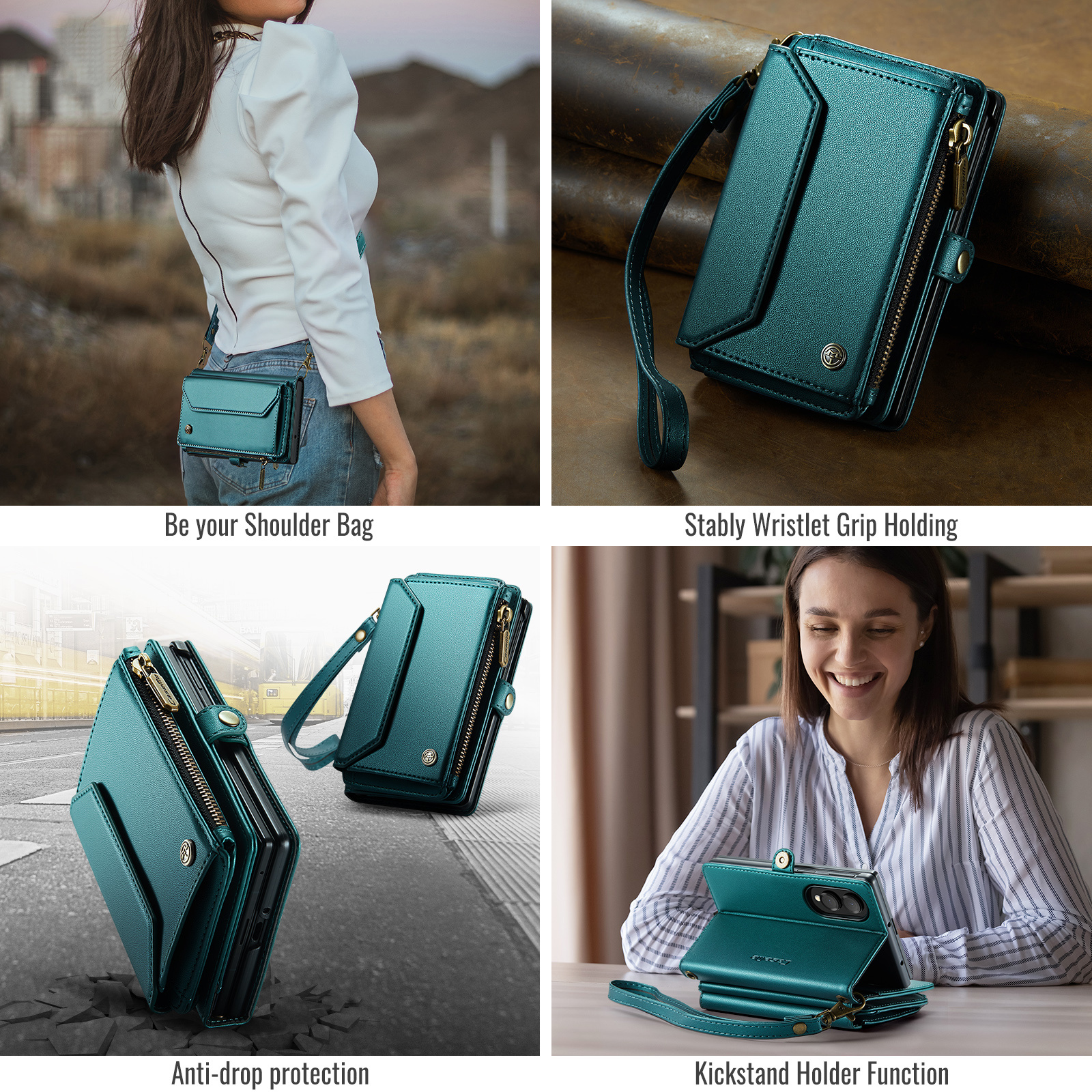 Samsung Galaxy Z Fold 8 hoesje portemonnee tasje - Petrol