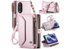 Caseme Samsung Galaxy Z Fold 8 hoesje - portemonnee tasje - Lichtroze