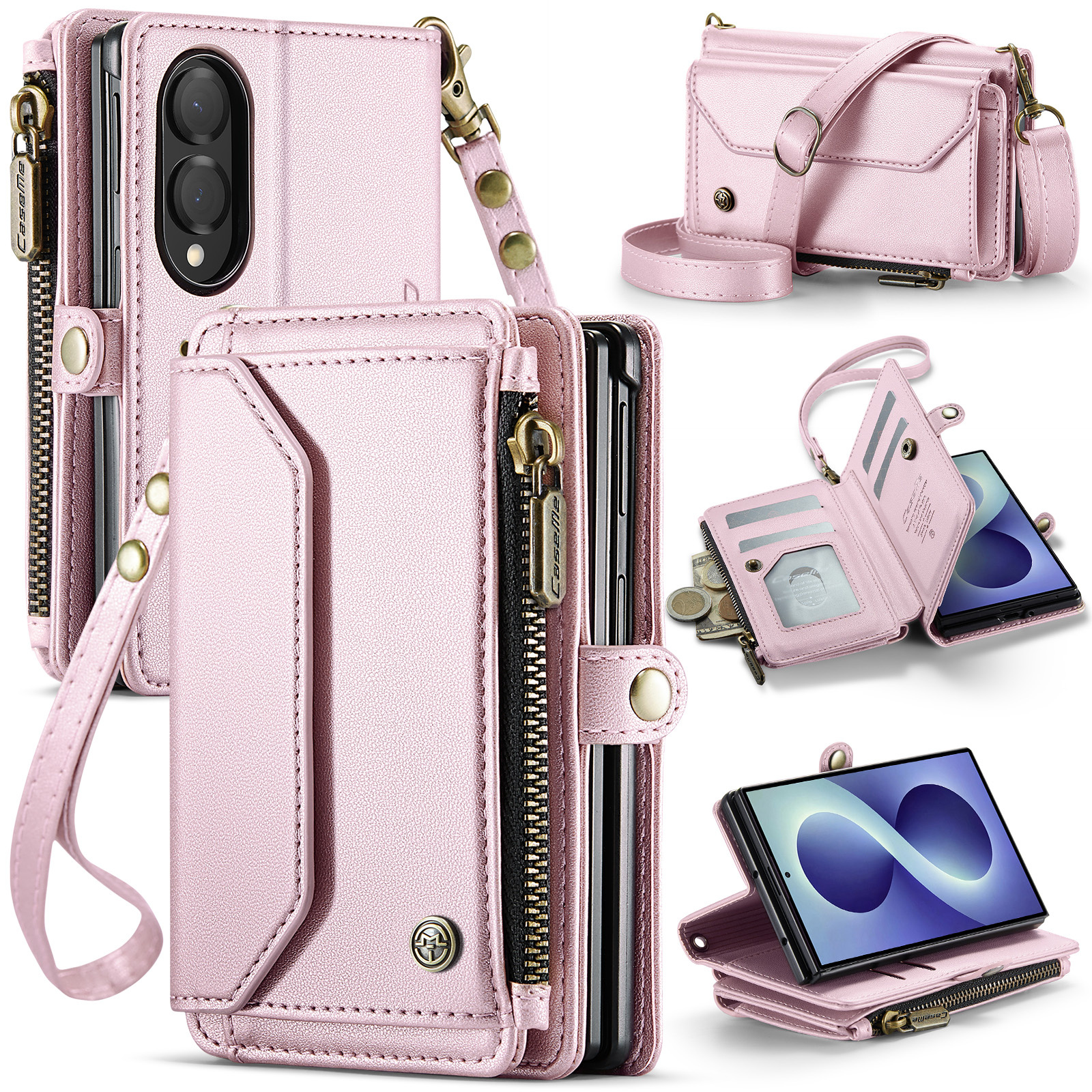 Samsung Galaxy Z Fold 8 hoesje portemonnee tasje - Lichtroze