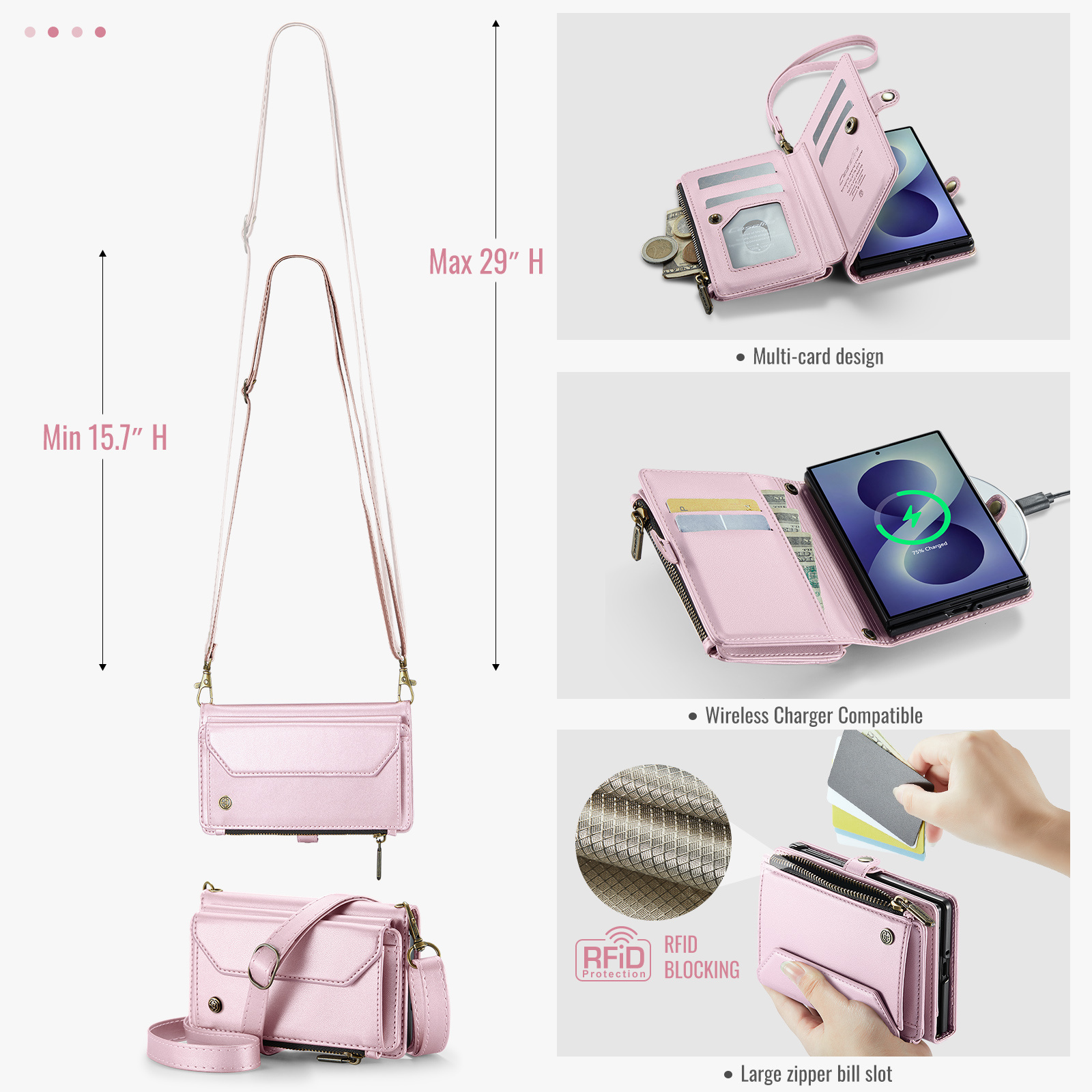 Samsung Galaxy Z Fold 8 hoesje portemonnee tasje - Lichtroze