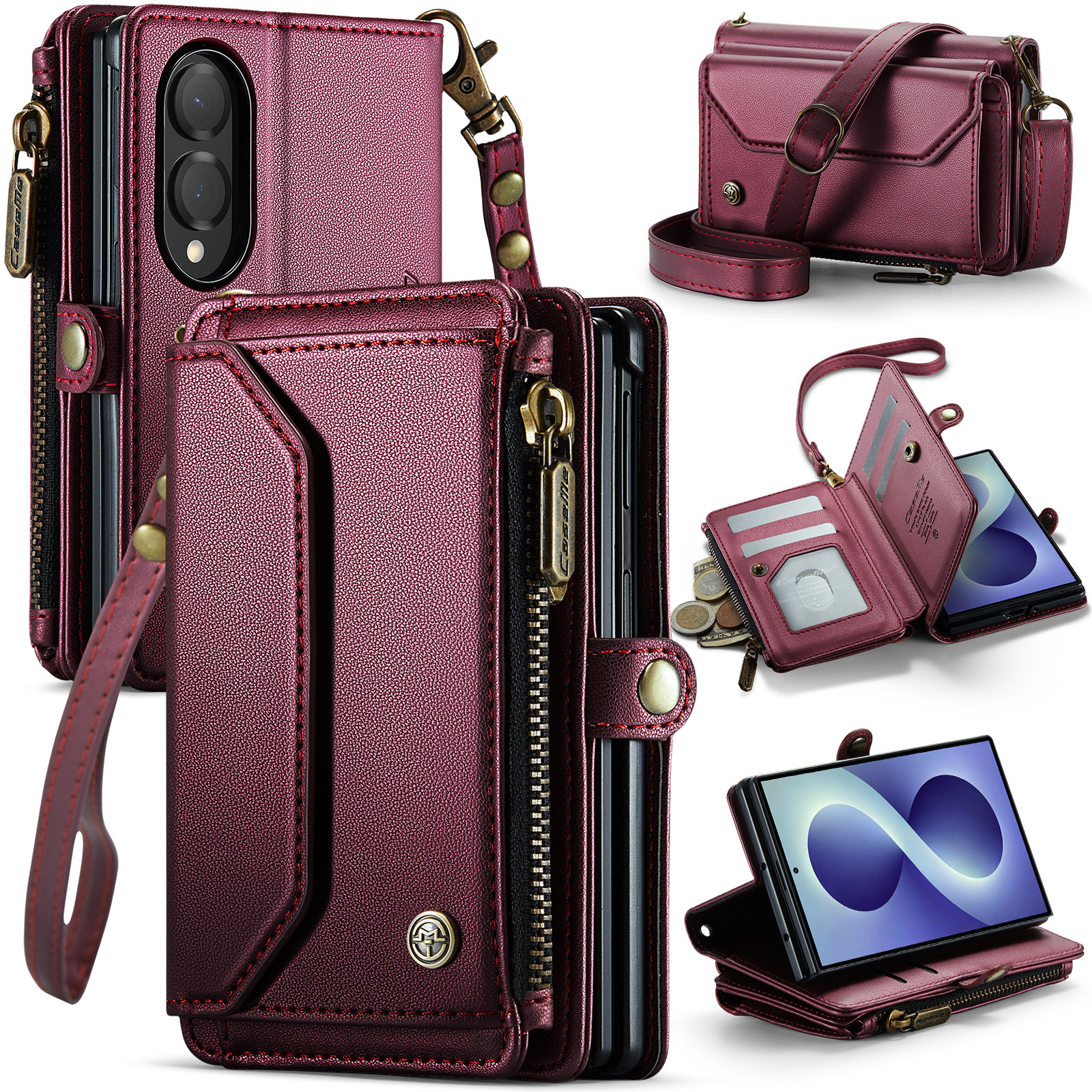 Samsung Galaxy Z Fold 8 hoesje portemonnee tasje - Rood