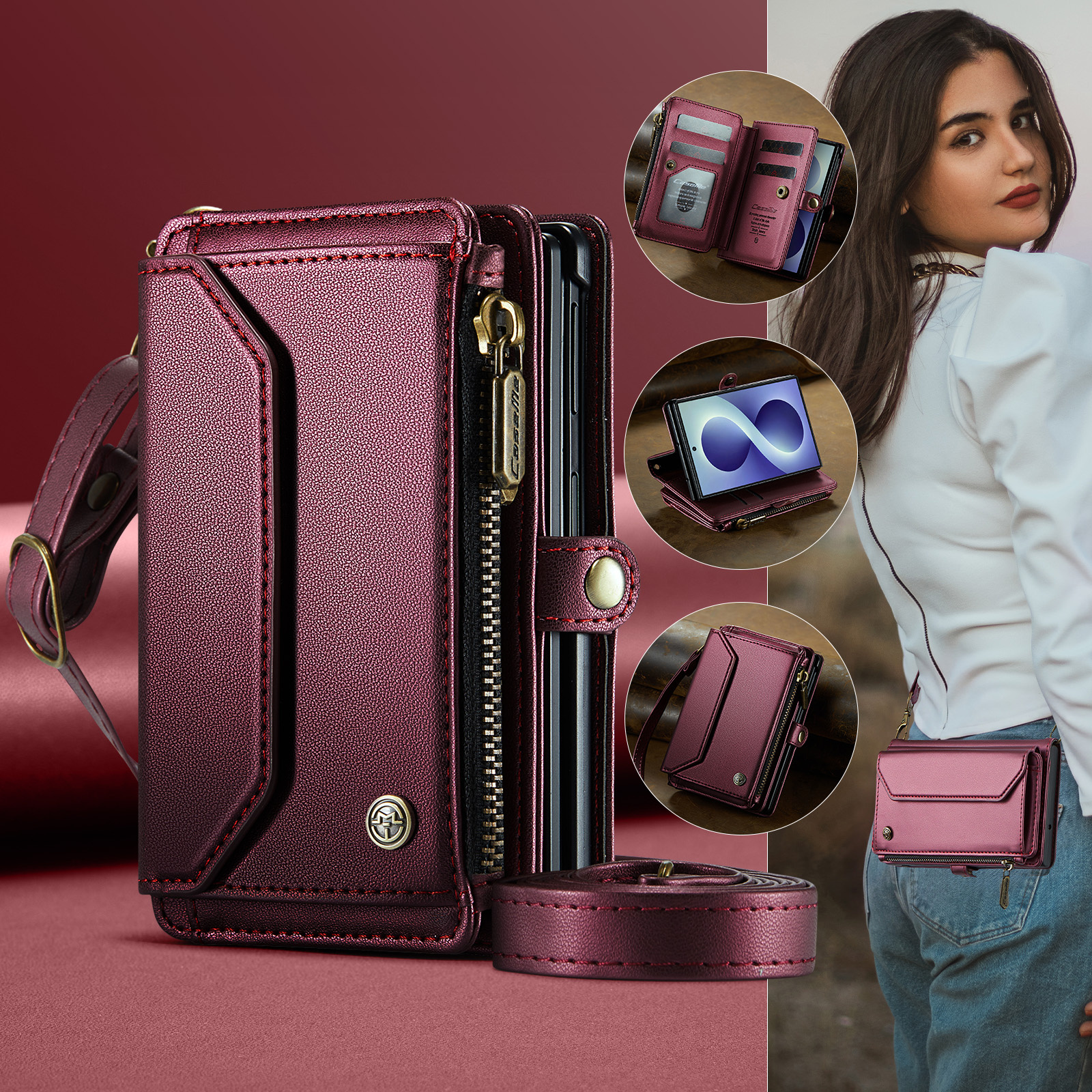 Samsung Galaxy Z Fold 8 hoesje portemonnee tasje - Rood
