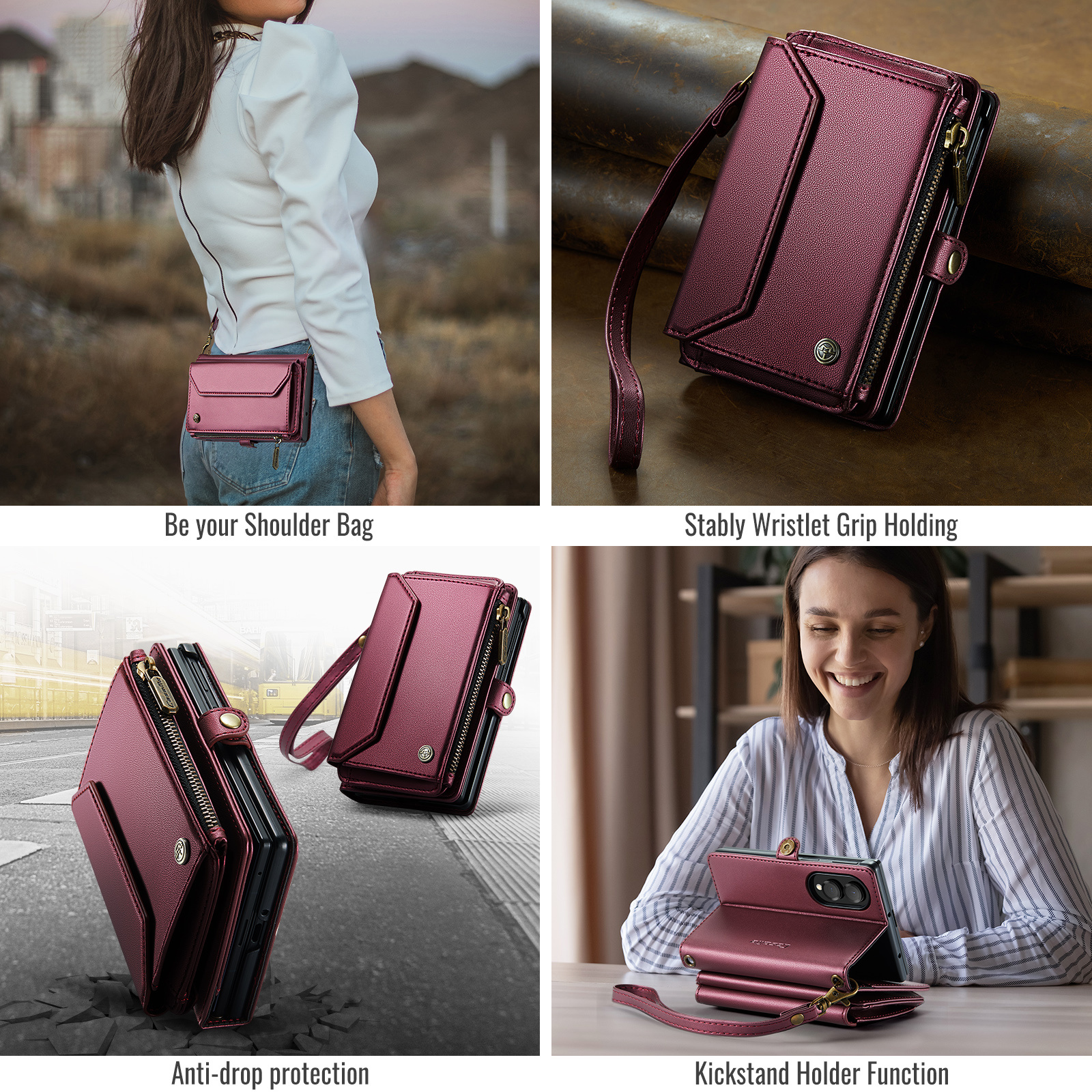 Samsung Galaxy Z Fold 8 hoesje portemonnee tasje - Rood