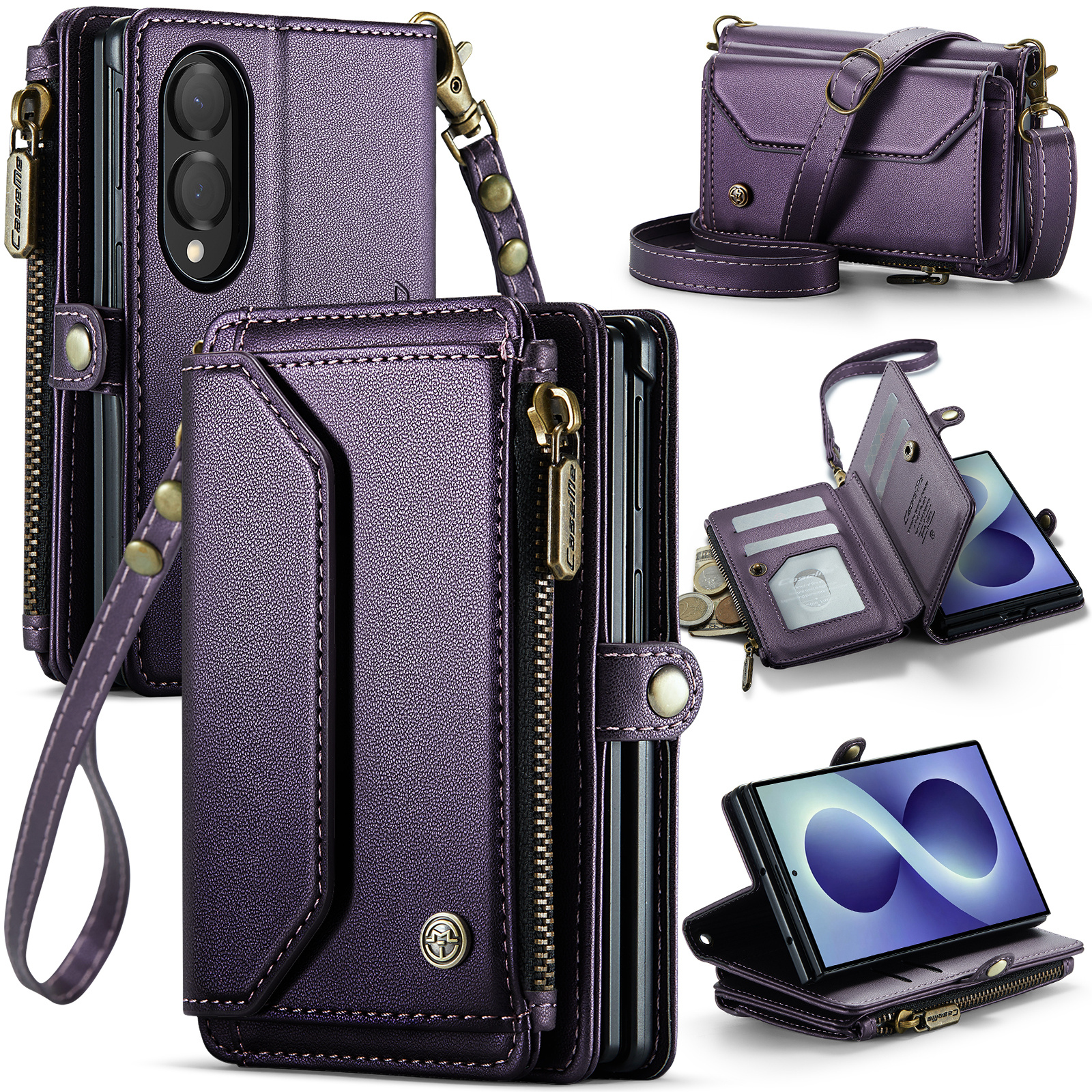 Samsung Galaxy Z Fold 8 hoesje portemonnee tasje - Paars
