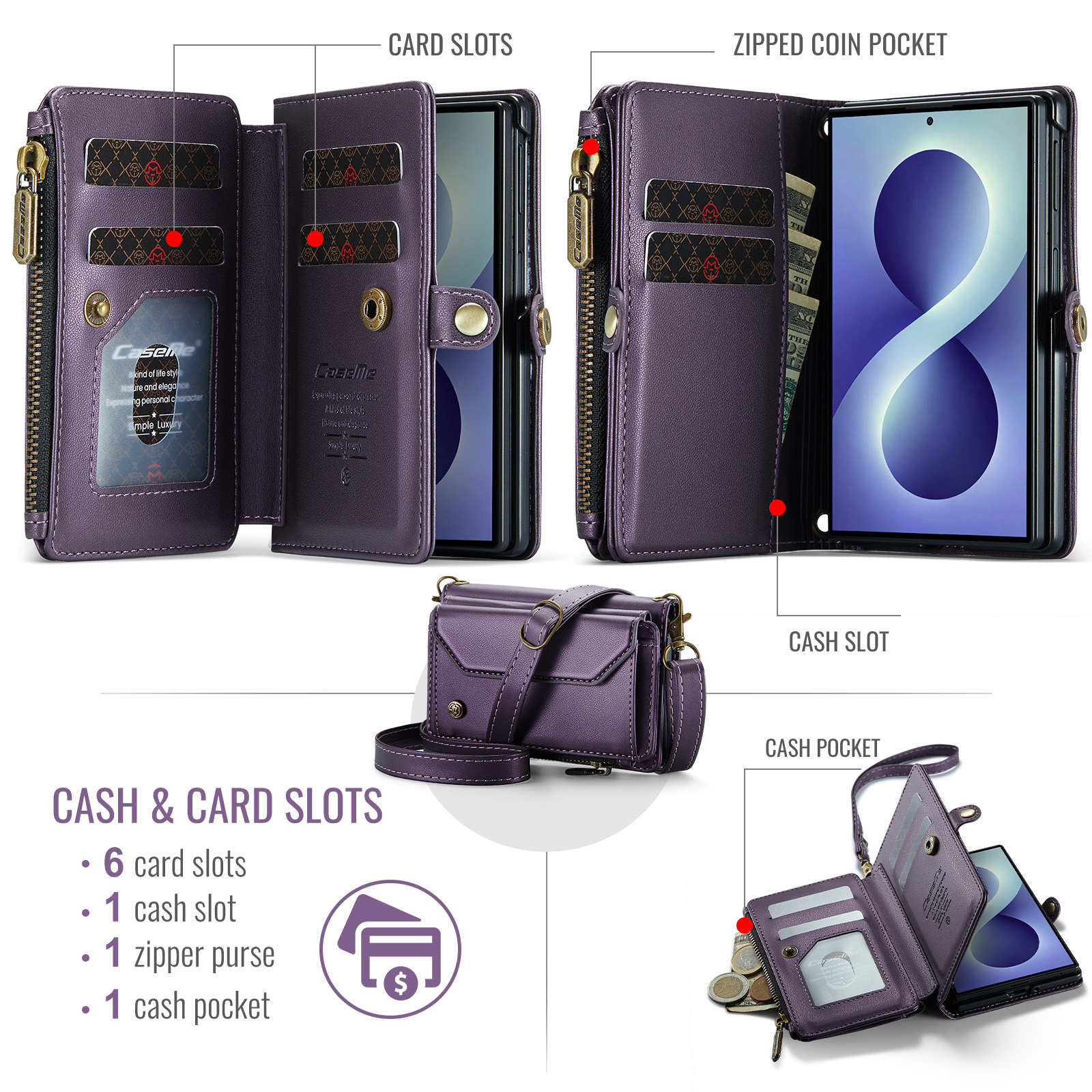 Samsung Galaxy Z Fold 8 hoesje portemonnee tasje - Paars
