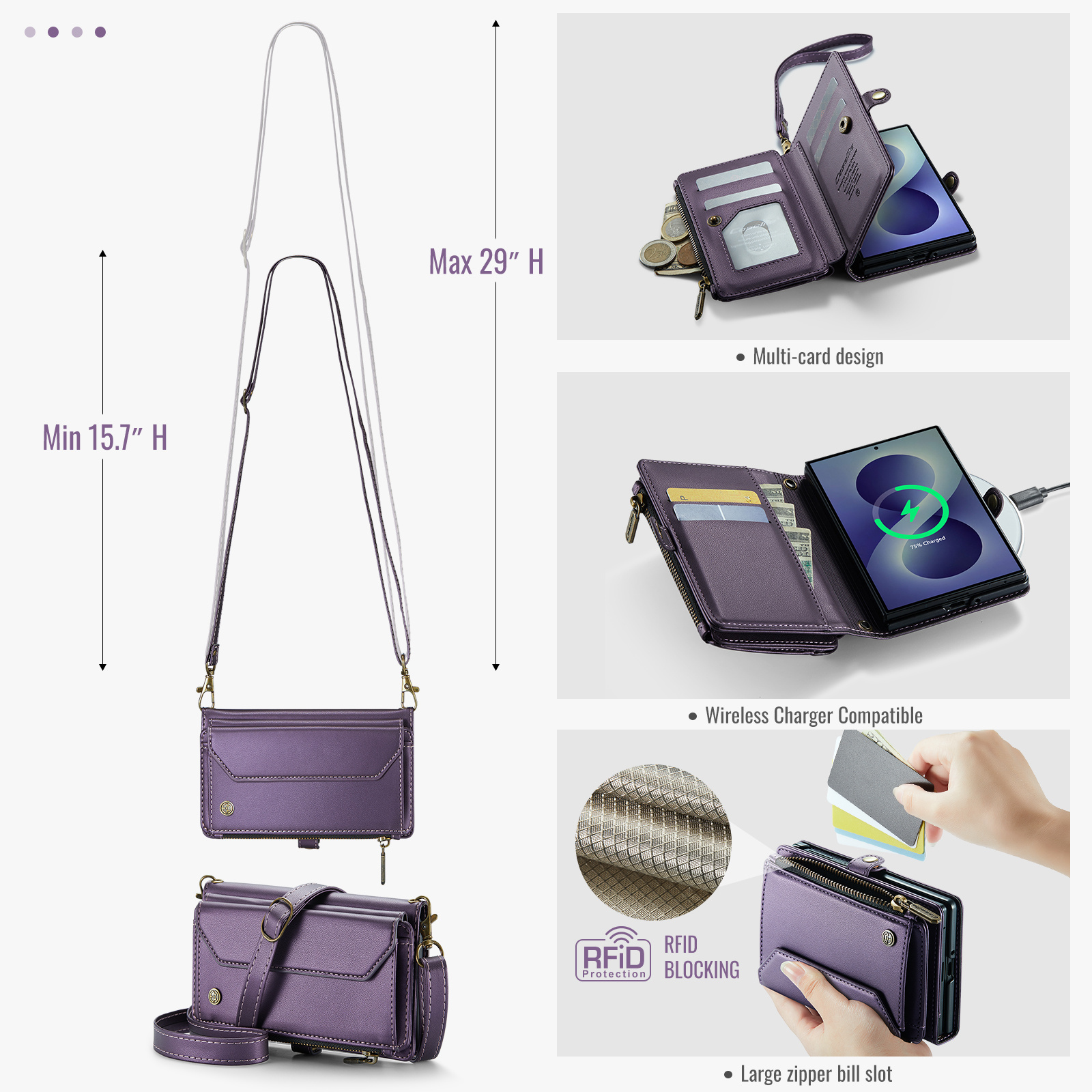 Samsung Galaxy Z Fold 8 hoesje portemonnee tasje - Paars