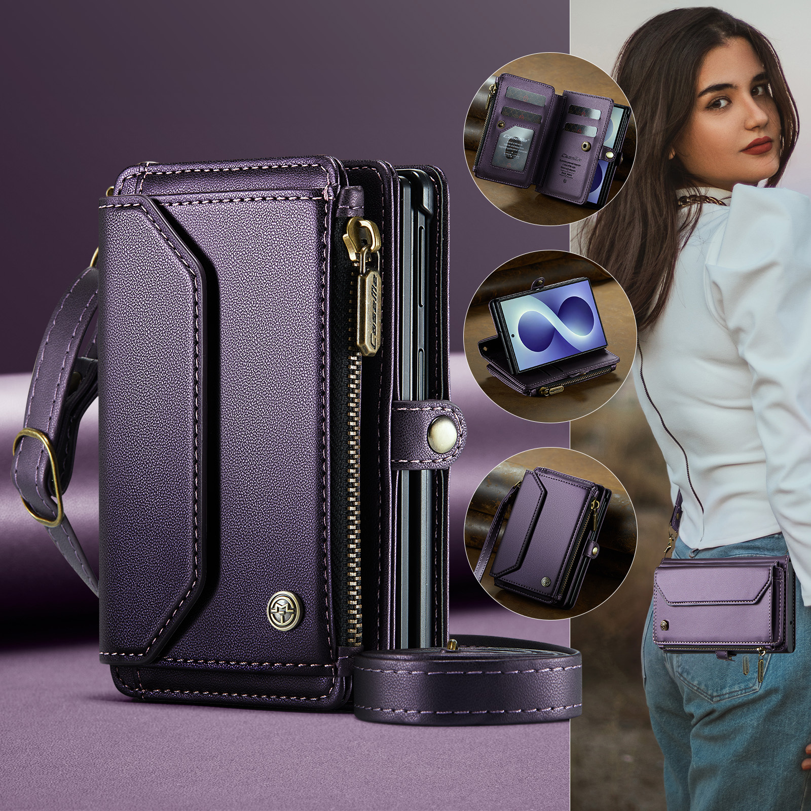 Samsung Galaxy Z Fold 8 hoesje portemonnee tasje - Paars