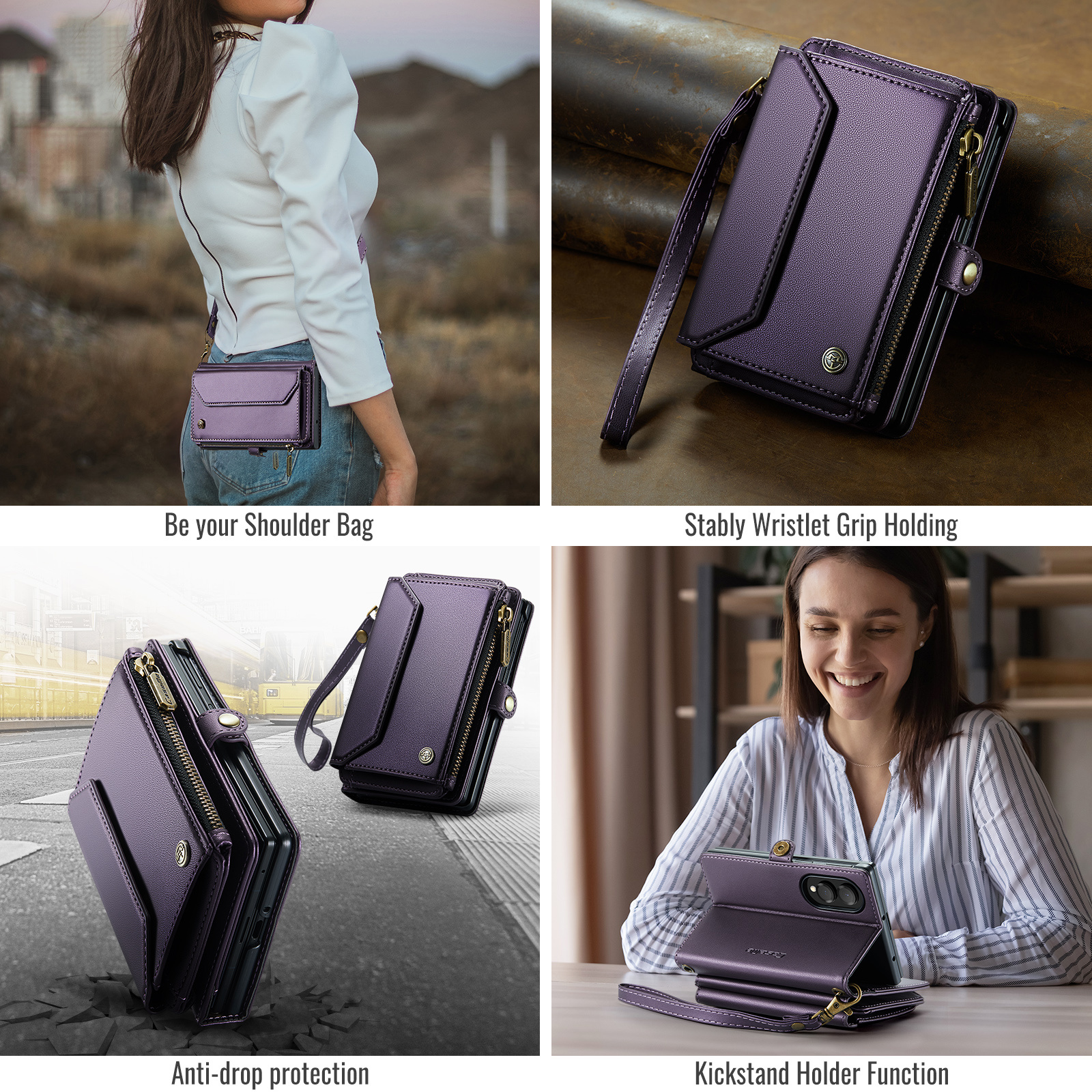 Samsung Galaxy Z Fold 8 hoesje portemonnee tasje - Paars