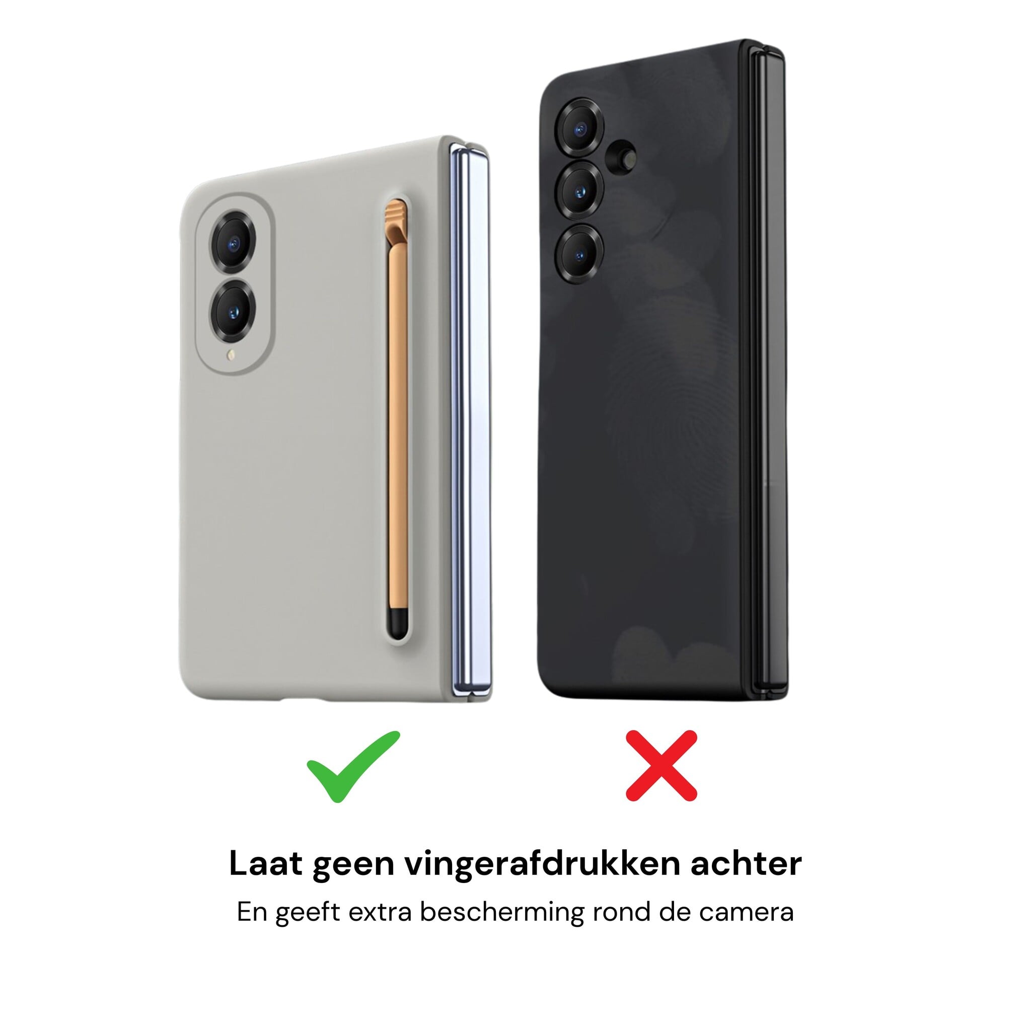 Samsung Galaxy Z Fold 8 Backcover hoes – Inclusief Styluspen & Screenprotector - Lichtgrijs