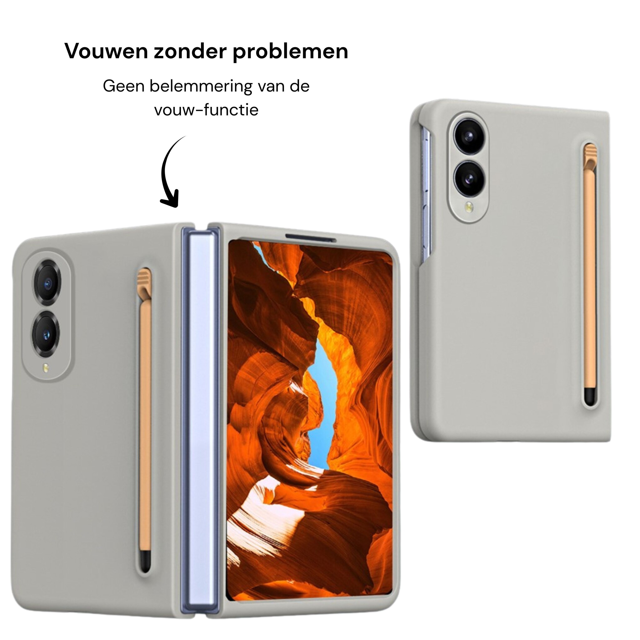Samsung Galaxy Z Fold 8 Backcover hoes – Inclusief Styluspen & Screenprotector - Lichtgrijs