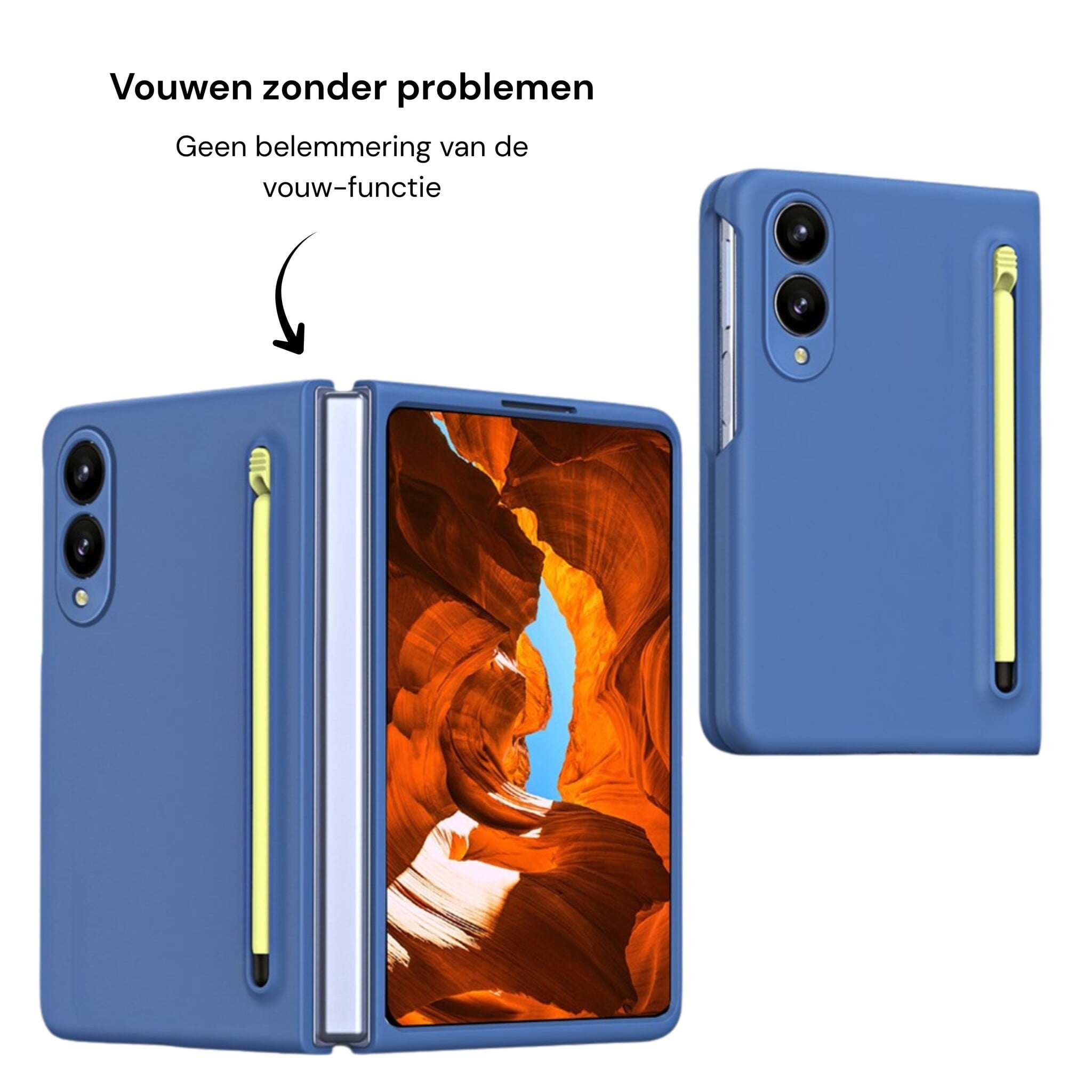 Samsung Galaxy Z Fold 8 Backcover hoes – Inclusief Styluspen & Screenprotector - Blauw