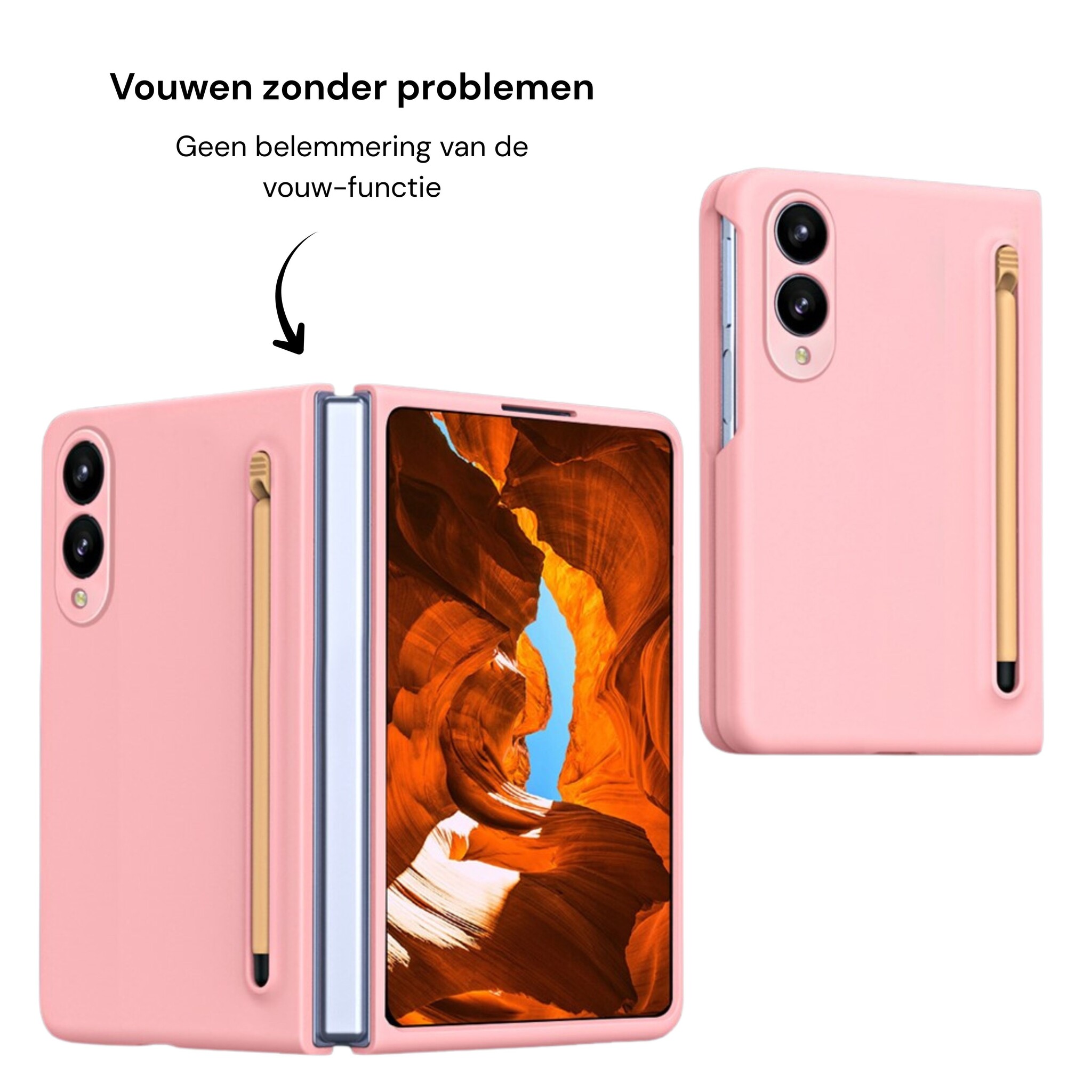Samsung Galaxy Z Fold 8 Backcover hoes – Inclusief Styluspen & Screenprotector - Roze